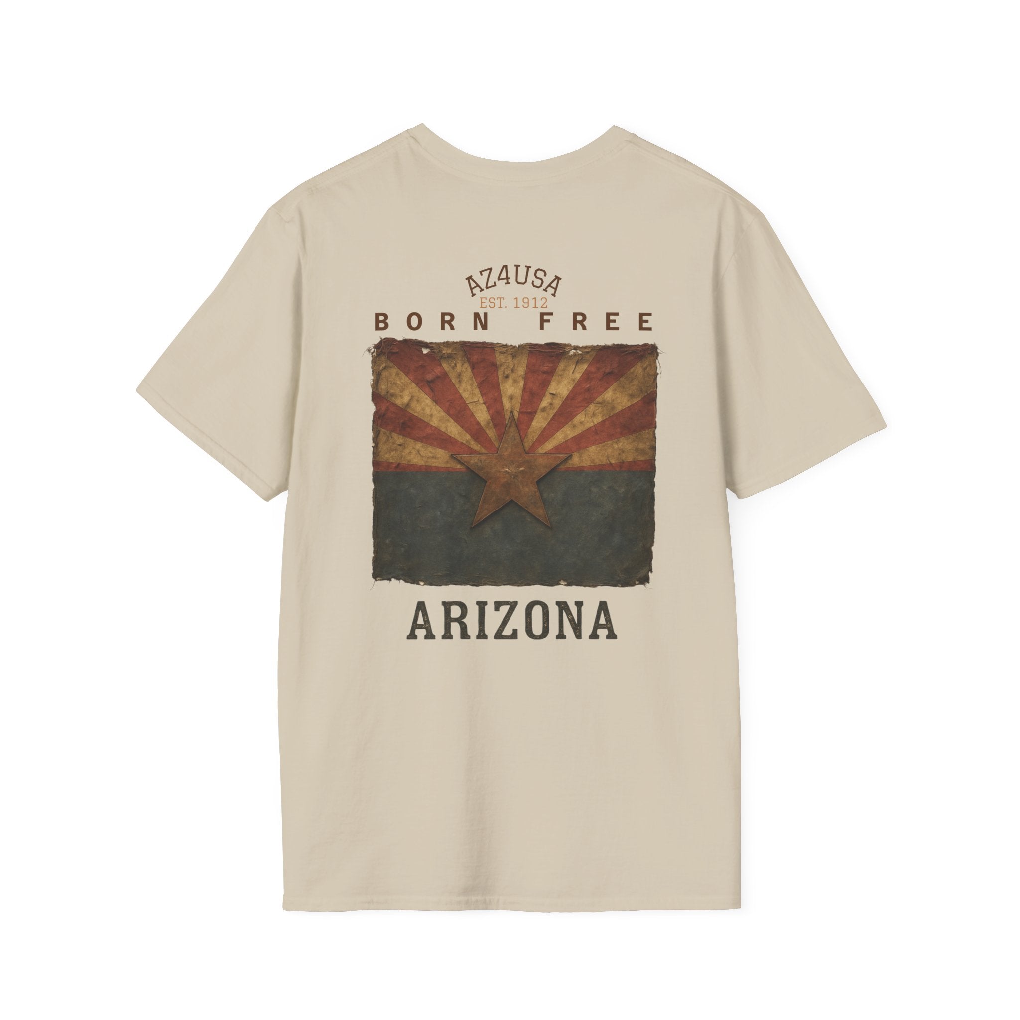 Arizona Flag Pocket Unisex Softstyle T-Shirt, Casual Wear, Summer Style, Gift for Travelers, Fourth of July Tee, Outdoor Adventure Shirt