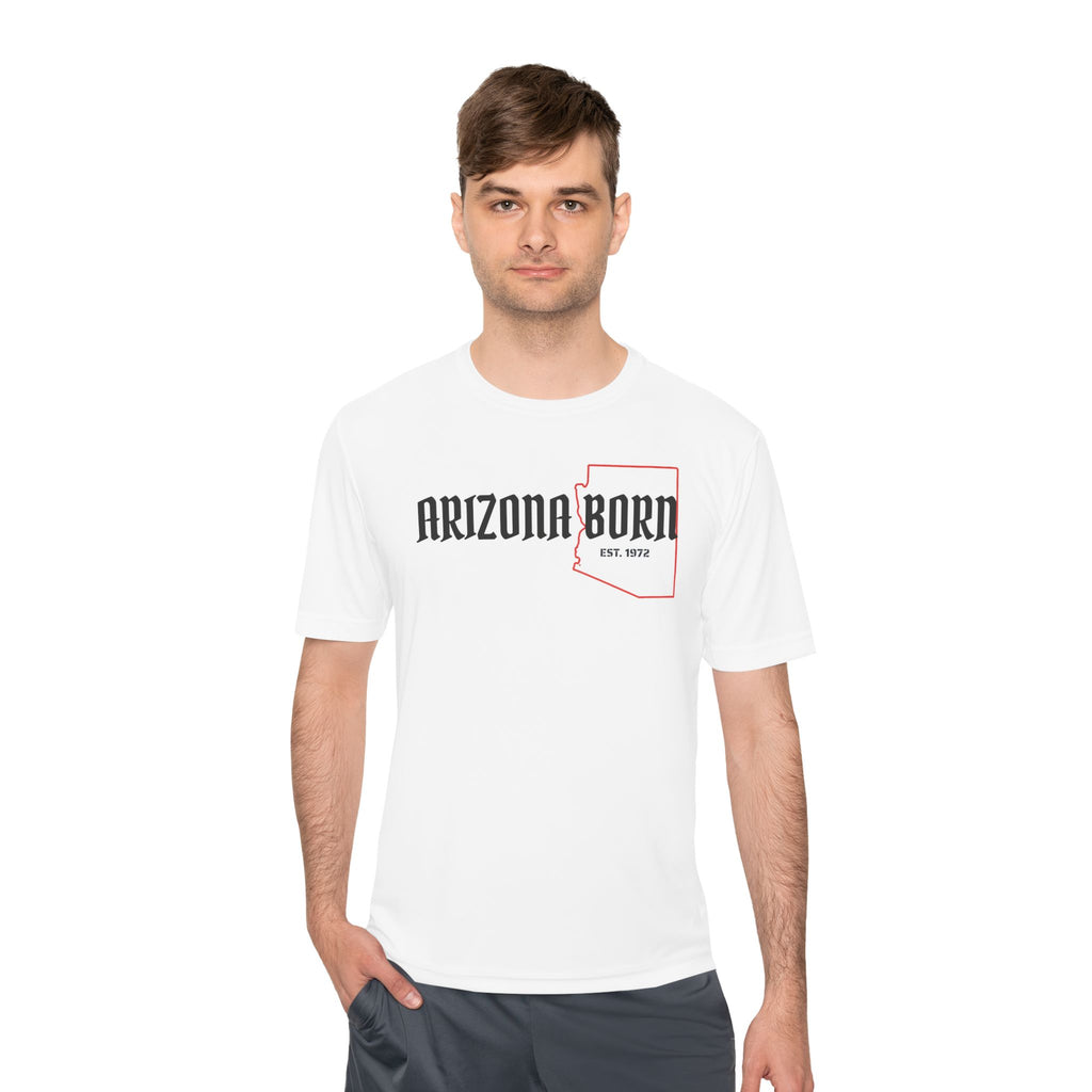 Arizona Born Tee — State Outline & Retro Flag Graphic Moisture-Wicking Shirt