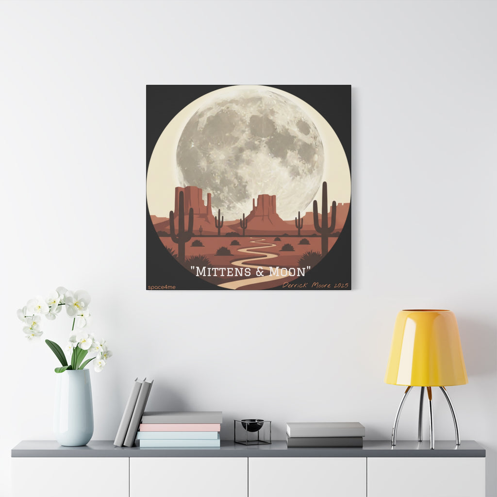 “Mittens & Moon” 2025 Southwestern Wall Decor-- Desert Moon Canvas Art