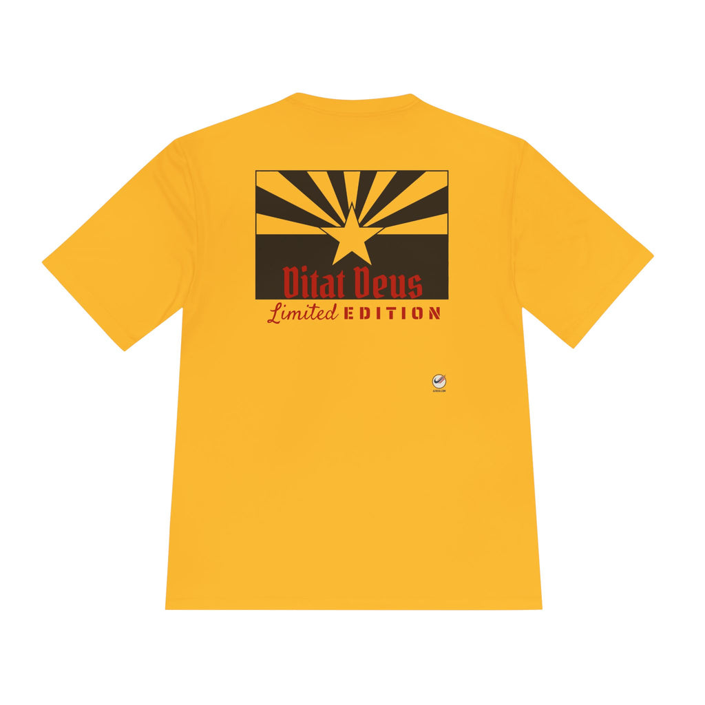 Arizona Born Tee — State Outline & Retro Flag Graphic Moisture-Wicking Shirt