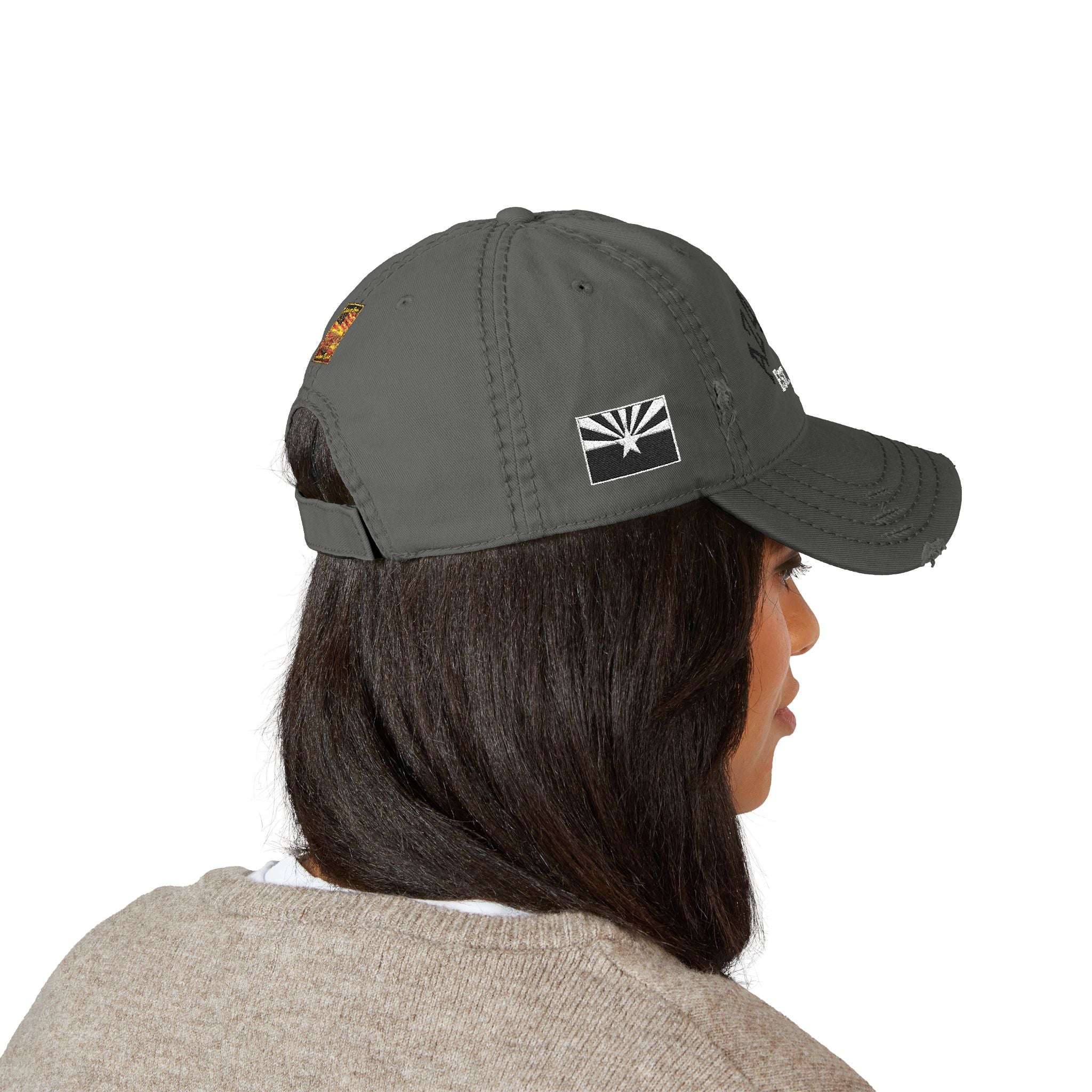 Azusa Distressed Dad Hat — Embroidered 'AZUSA EST. 1912' Baseball Cap with Flag