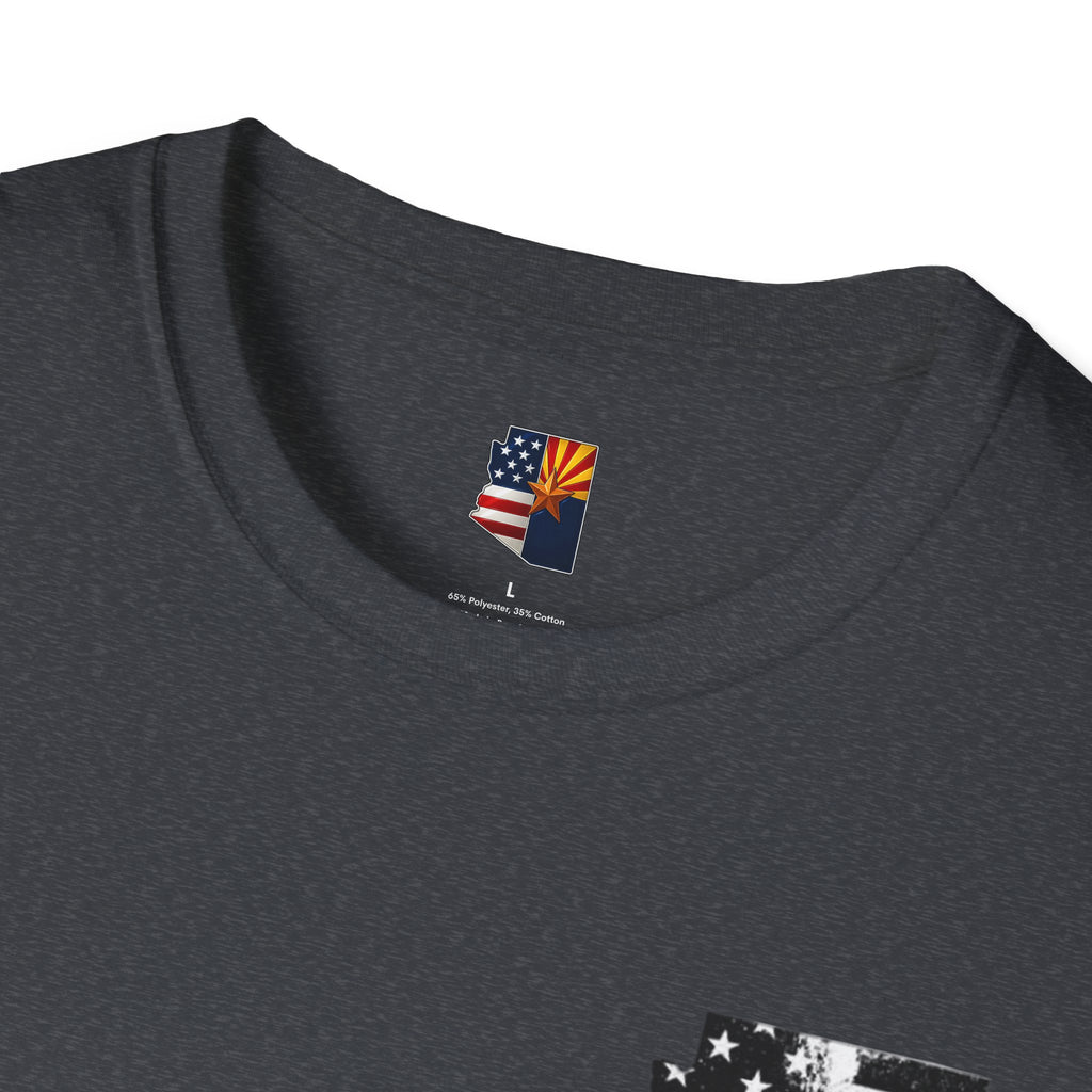 Arizona Flag Pocket Unisex Softstyle T-Shirt, Casual Wear, Summer Style, Gift for Travelers, Fourth of July Tee, Outdoor Adventure Shirt