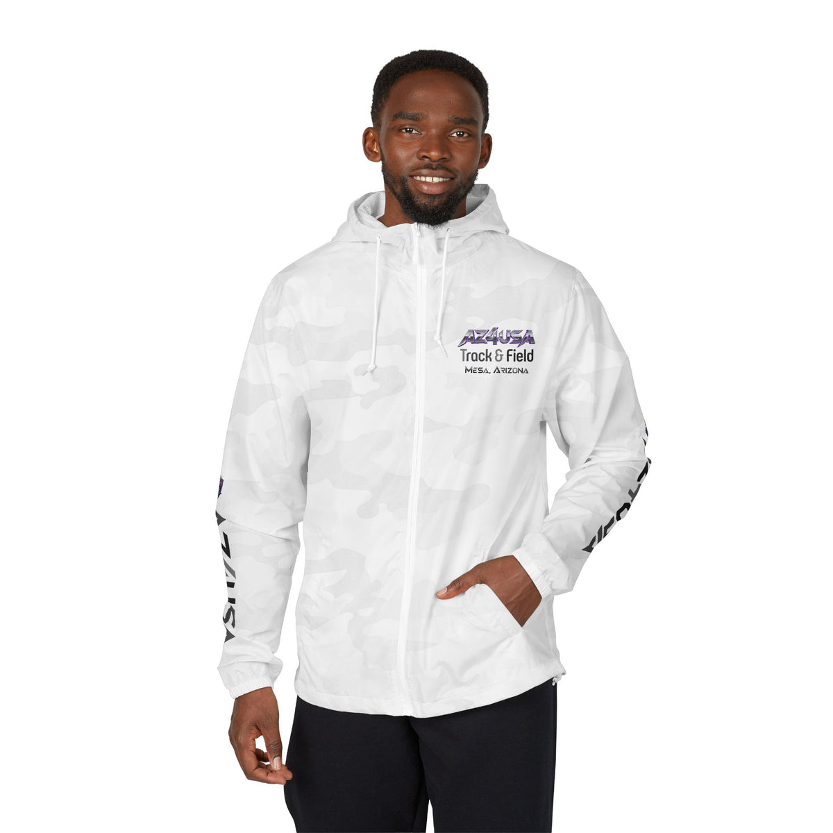 AZ4USA Track & Field Windbreaker Jacket — Mesa Arizona Camo Full-Zip