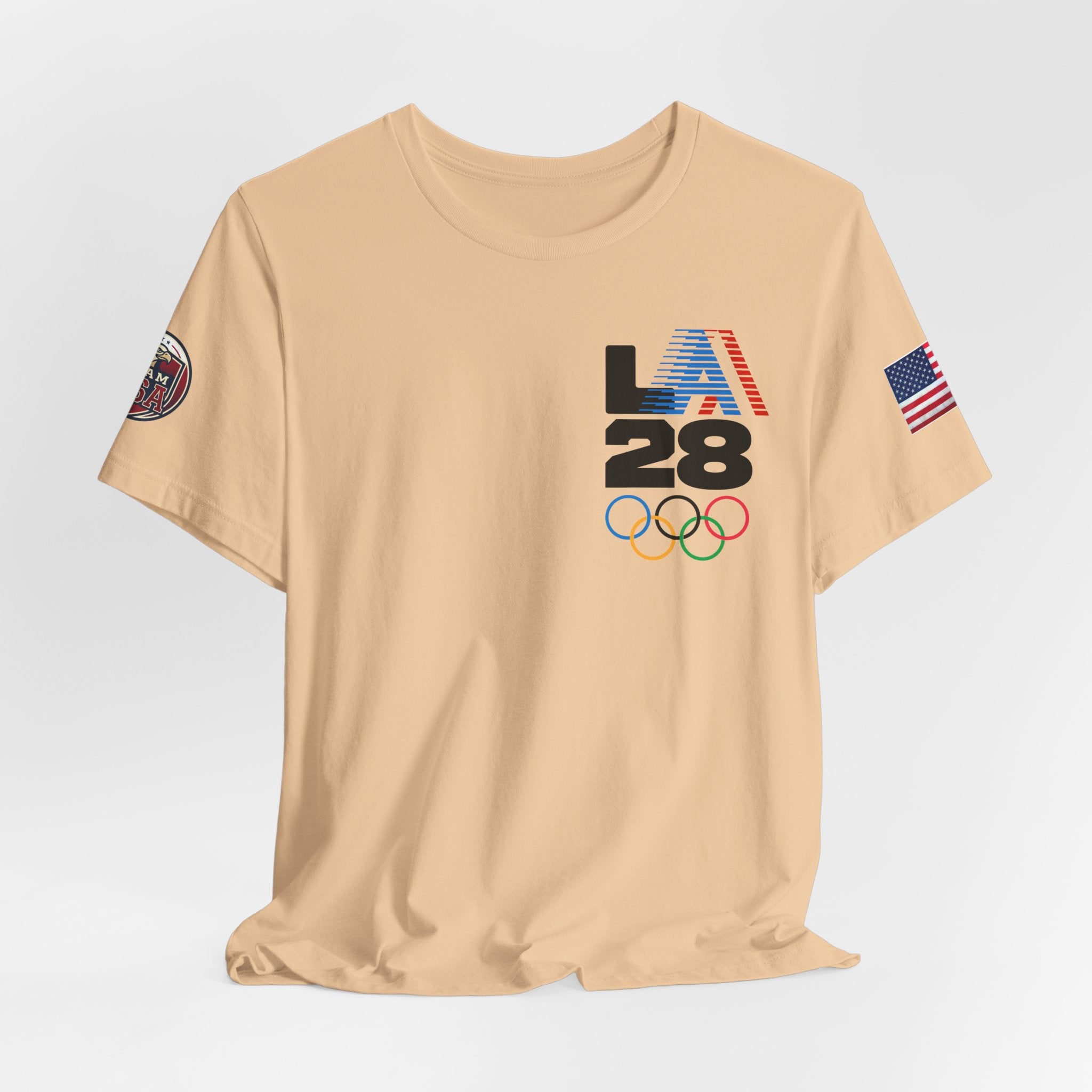 LA 28 Olympic USA T-Shirt — Vintage Olympic Rings Tee