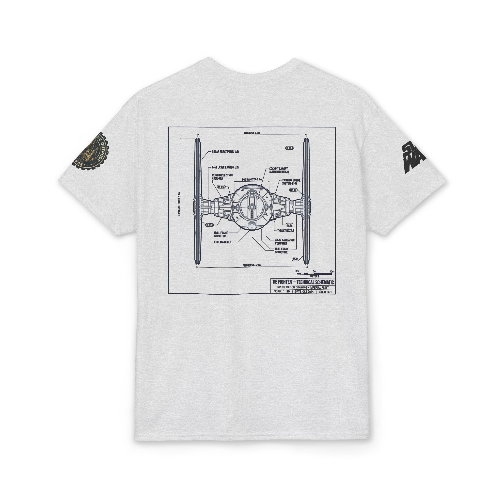 Tie Fighter Blueprint T-Shirt — 'Crew' Starship Schematic Tee