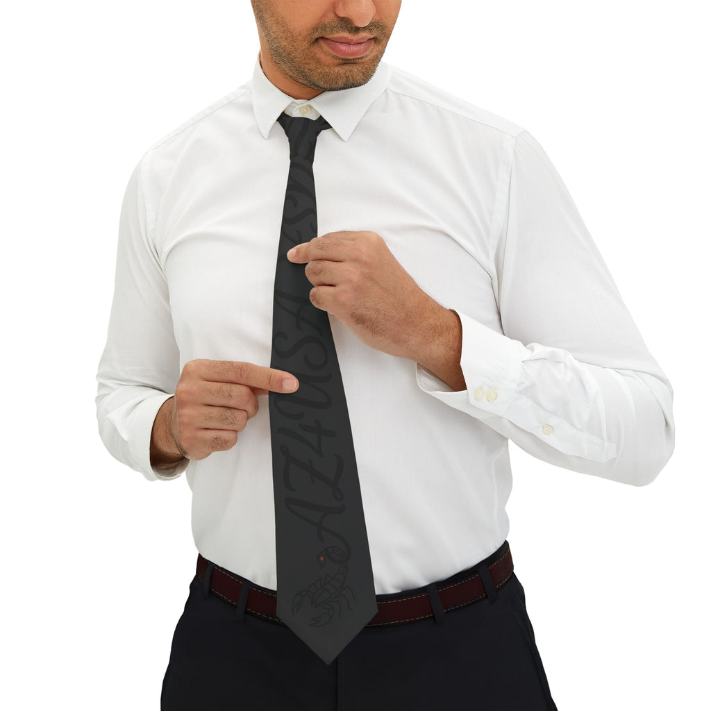 Az4USA Black Sorpion Necktie — Subtle Monogrammed Formal Tie