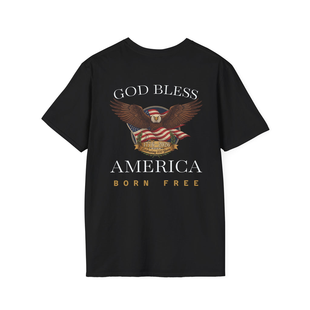 Patriotic Eagle 250 YEARS T-Shirt — "God Bless America" Born Free USA Tee