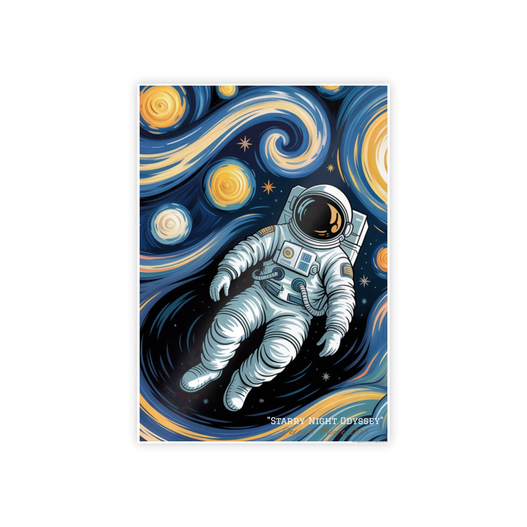 " Starry Night Odyssey" 2025— Glossy Wall Art Print (Astronaut Space Poster)