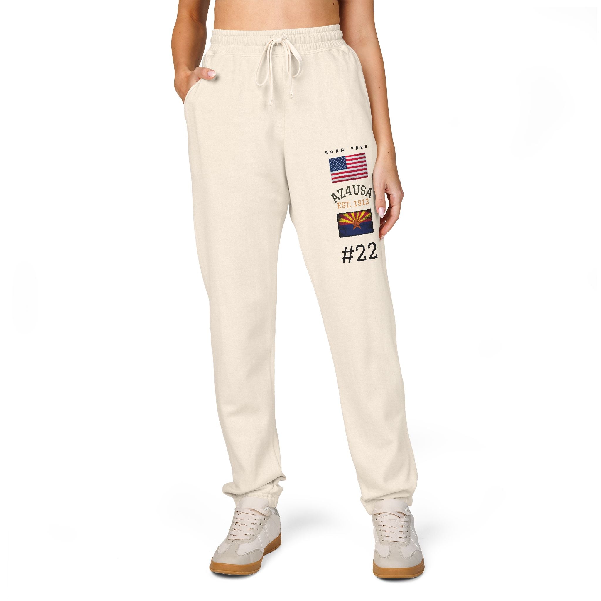 Patriotic Desert Flag Sweatpants — 'God Bless America' Graphic Joggers