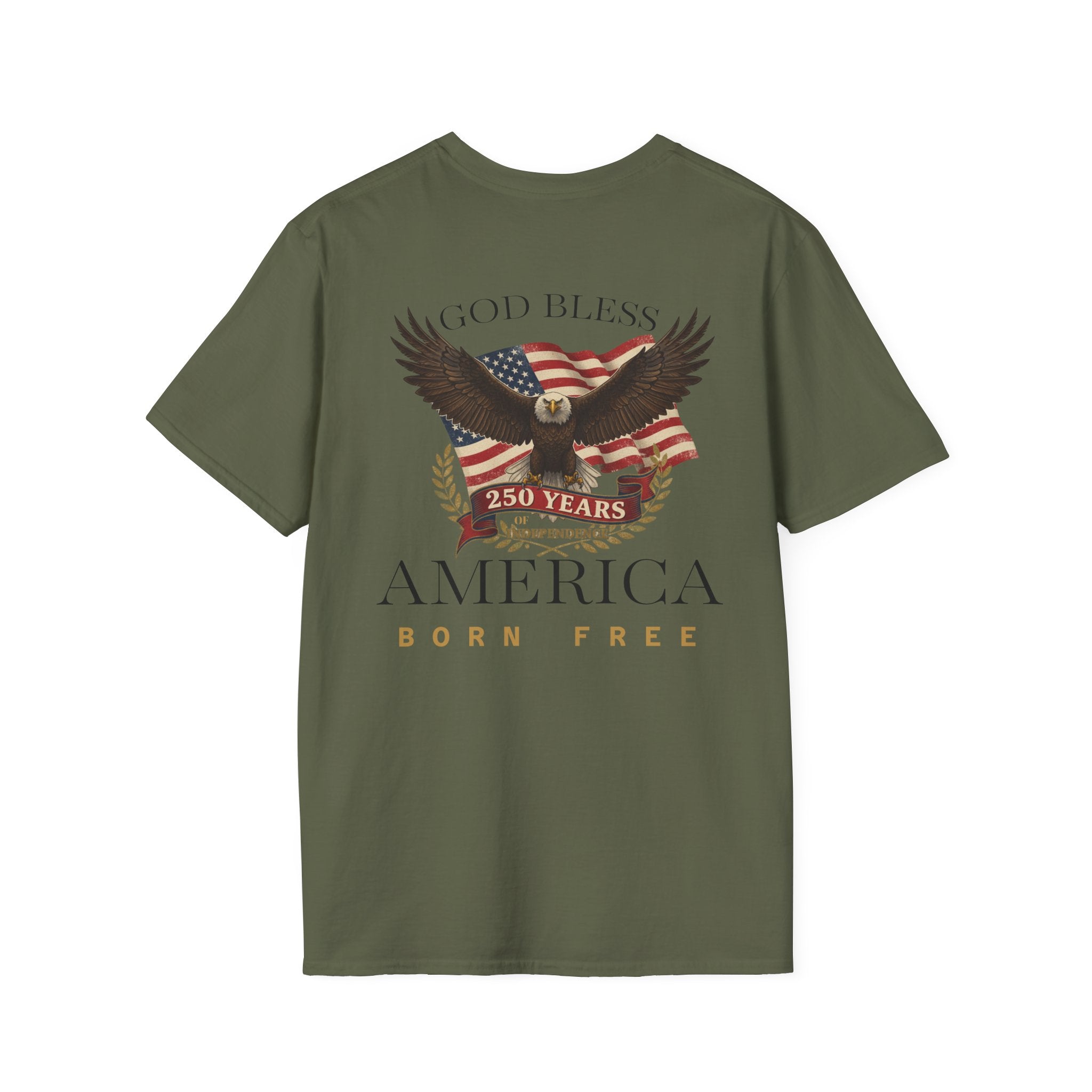 Patriotic Eagle 250 YEARS T-Shirt — "God Bless America" Born Free USA Tee