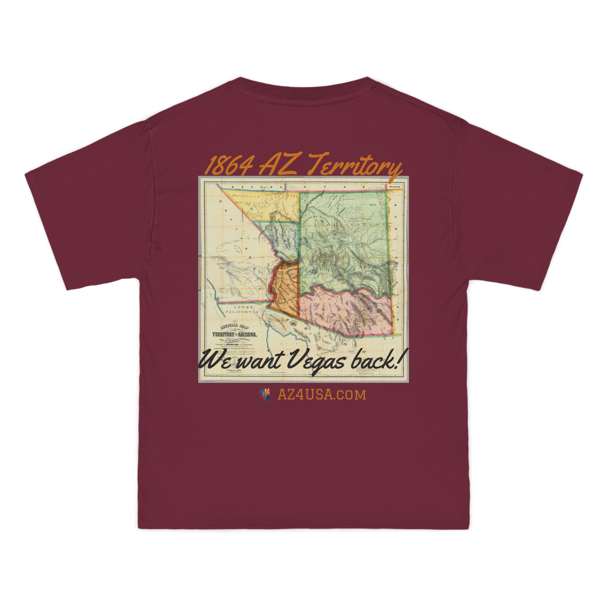 Arizona Territory 1864 T-Shirt — Vintage Map 'We Want Vegas Back' Tee