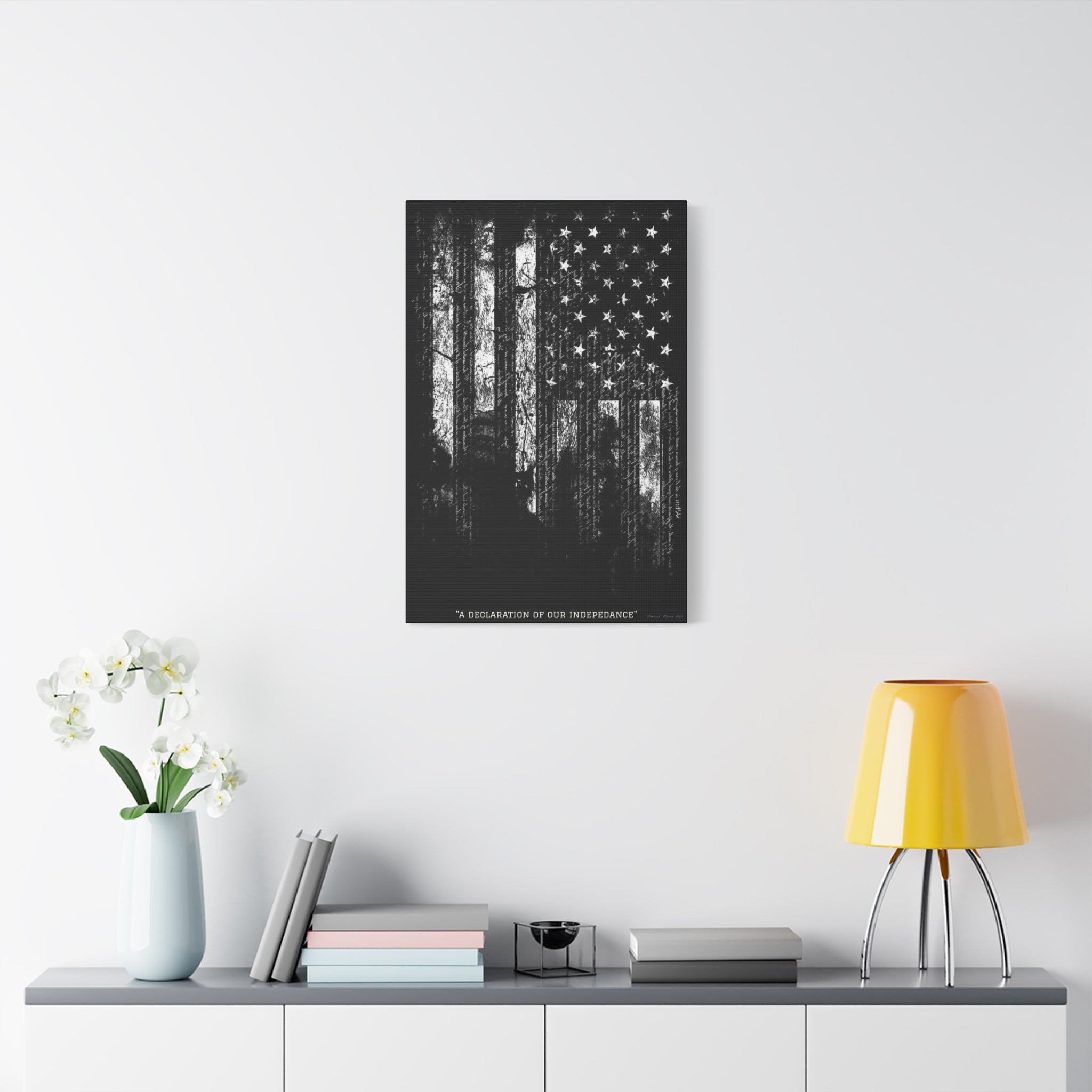 "A Declaration of Our Independence" Matte Canvas Print - Distressed American Flag