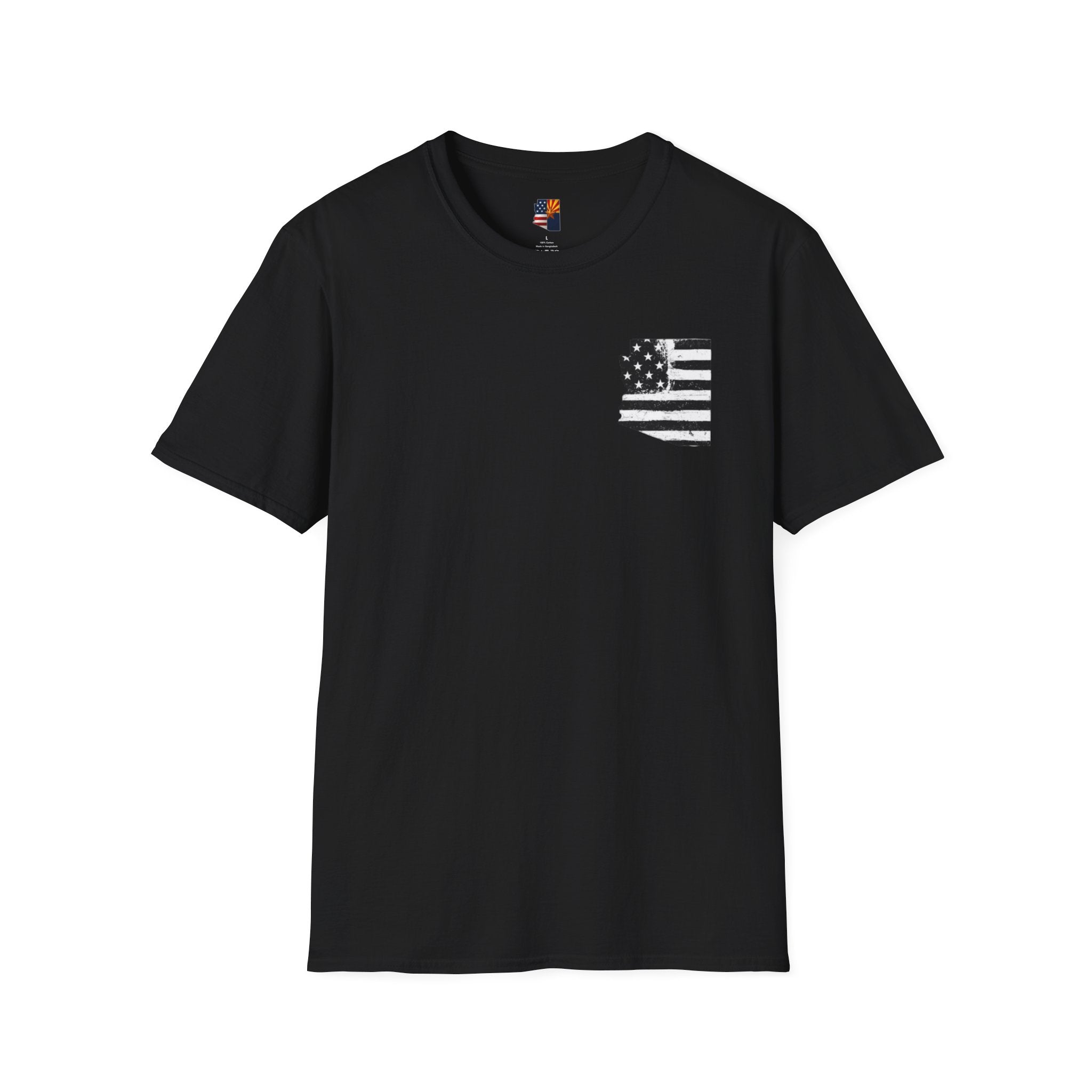 Arizona Flag Pocket Unisex Softstyle T-Shirt, Casual Wear, Summer Style, Gift for Travelers, Fourth of July Tee, Outdoor Adventure Shirt