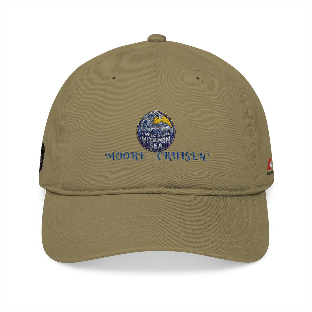 Embroidered Organic Baseball Cap — 'Moore Cruises' Earth Logo (AZUSA.COM)