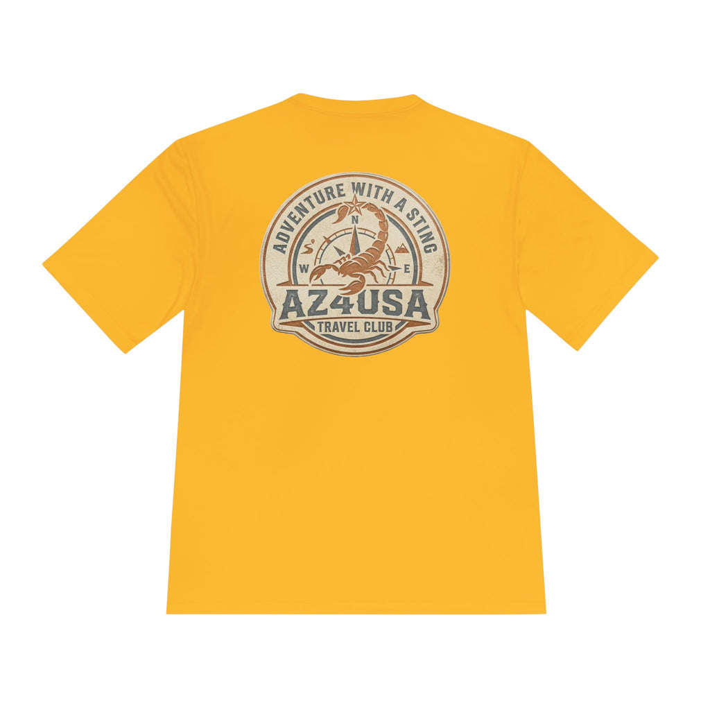Adventure Travel Tee — “Adventure with a Sting!” Graphic Moisture-Wicking Shirt