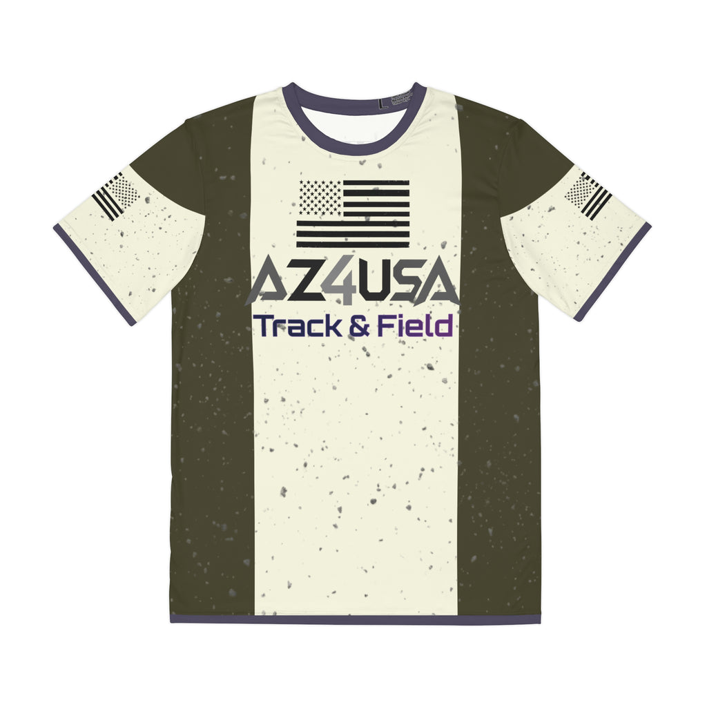Az4USA Vertical Stripe Graphic Tee — Military Olive Polyester T‑Shirt