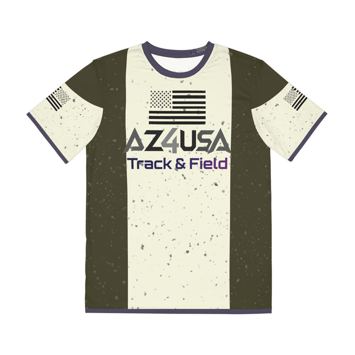 Az4USA Vertical Stripe Graphic Tee — Military Olive Polyester T‑Shirt
