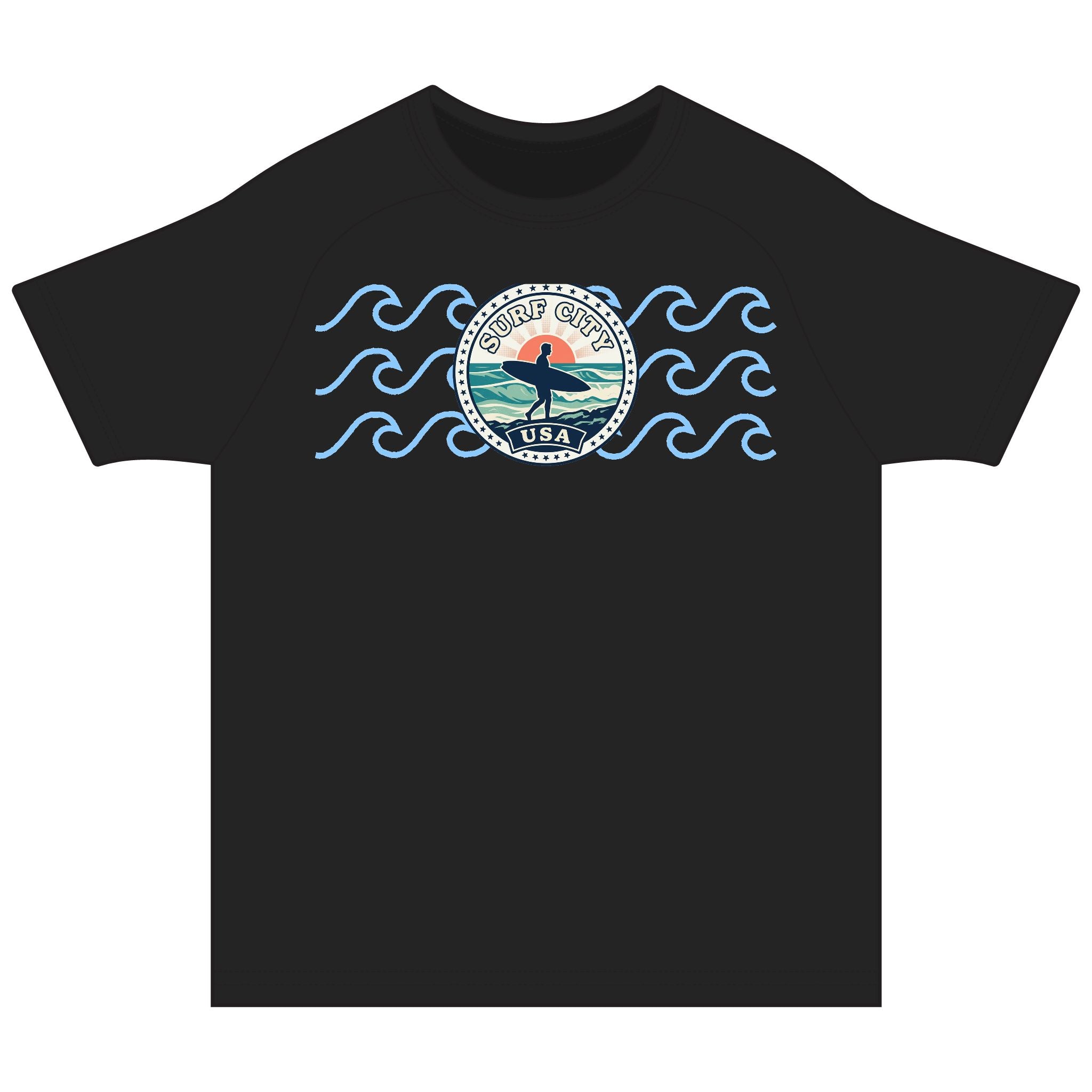 Patriotic USA Rashguard Tee — America 250 Wave Graphic