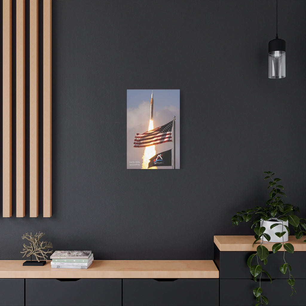 Copy of Artemis Rocket Launch Canvas Print — American Flag NASA Wall Art