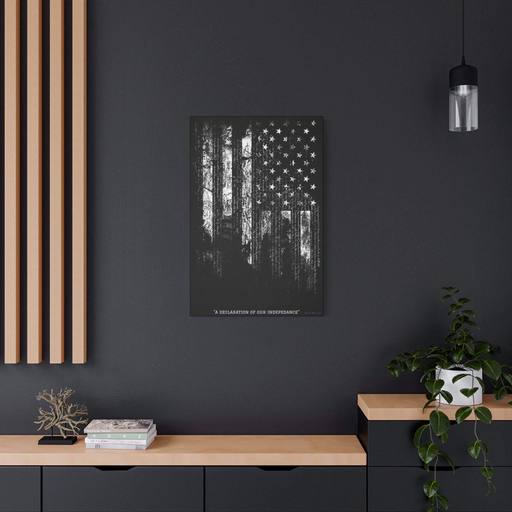 "A Declaration of Our Independence" Matte Canvas Print - Distressed American Flag