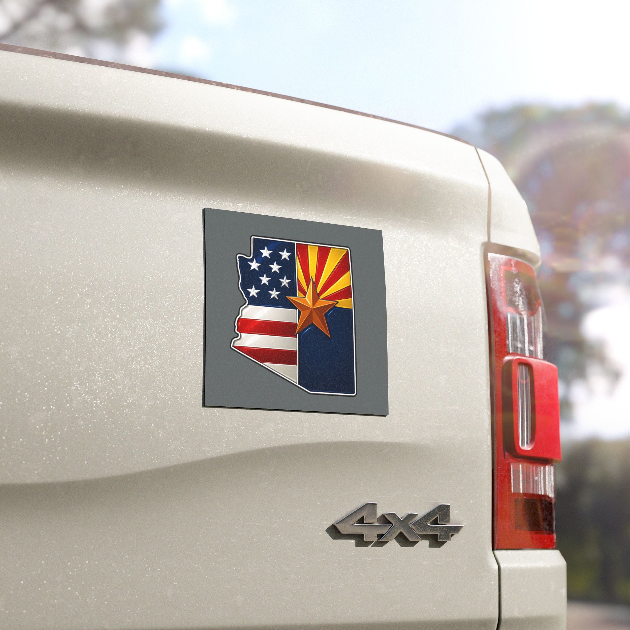 Arizona State Shape Car Magnet - American Flag & Star Patriotic Decal