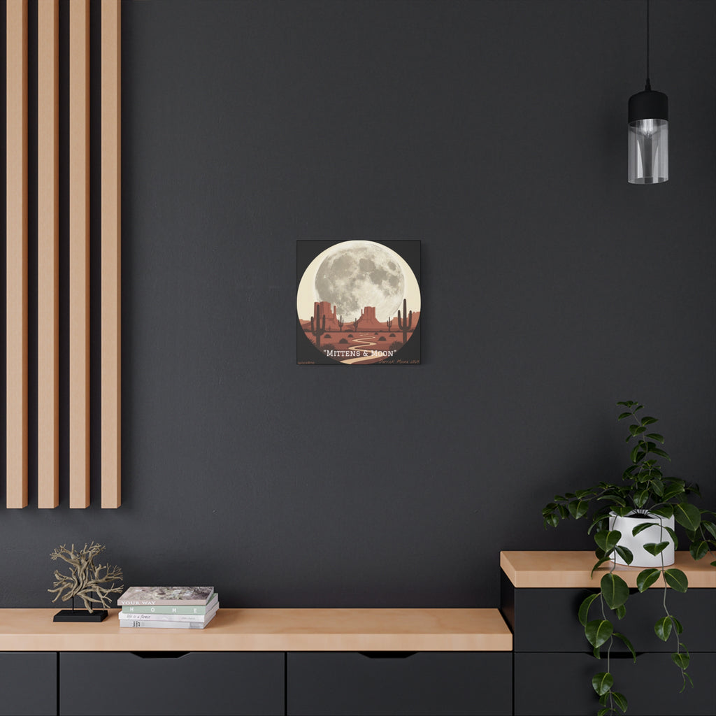 “Mittens & Moon” 2025 Southwestern Wall Decor-- Desert Moon Canvas Art