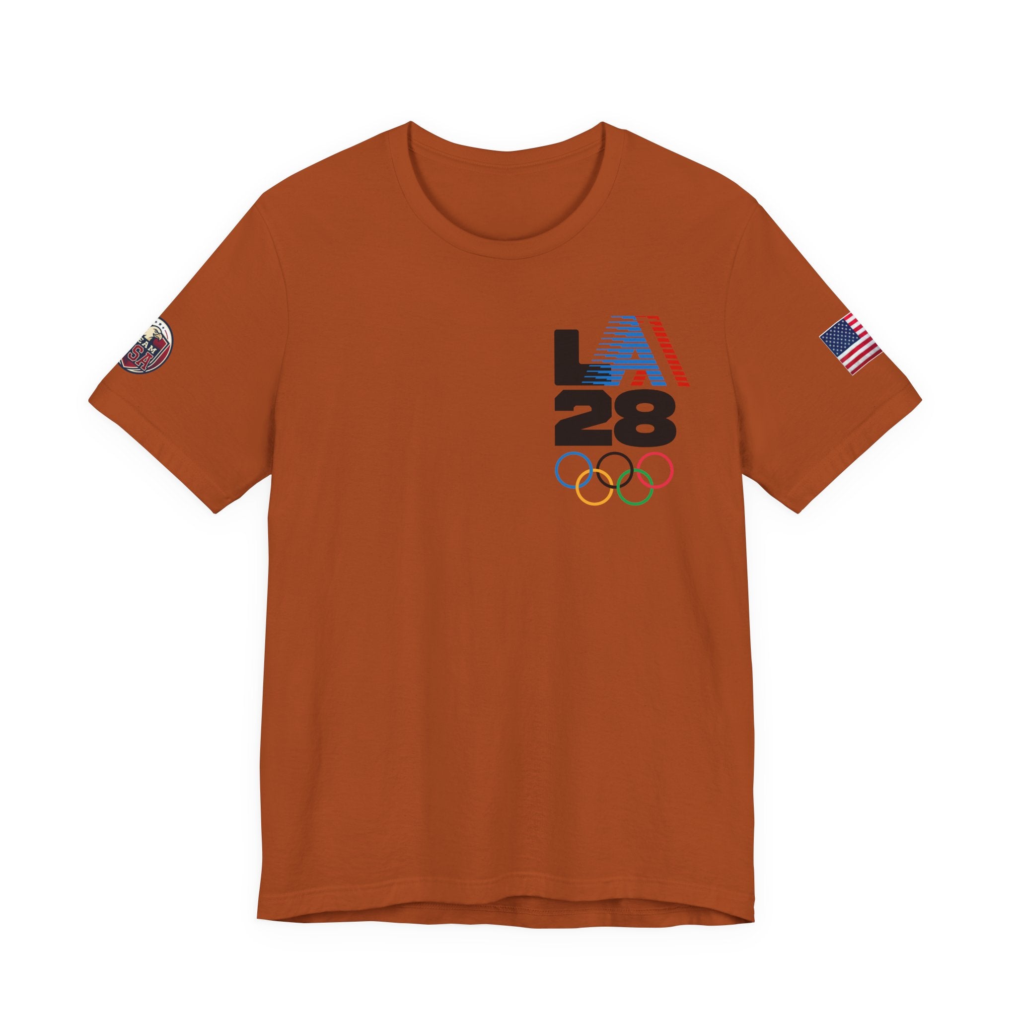 LA 28 Olympic USA T-Shirt — Vintage Olympic Rings Tee