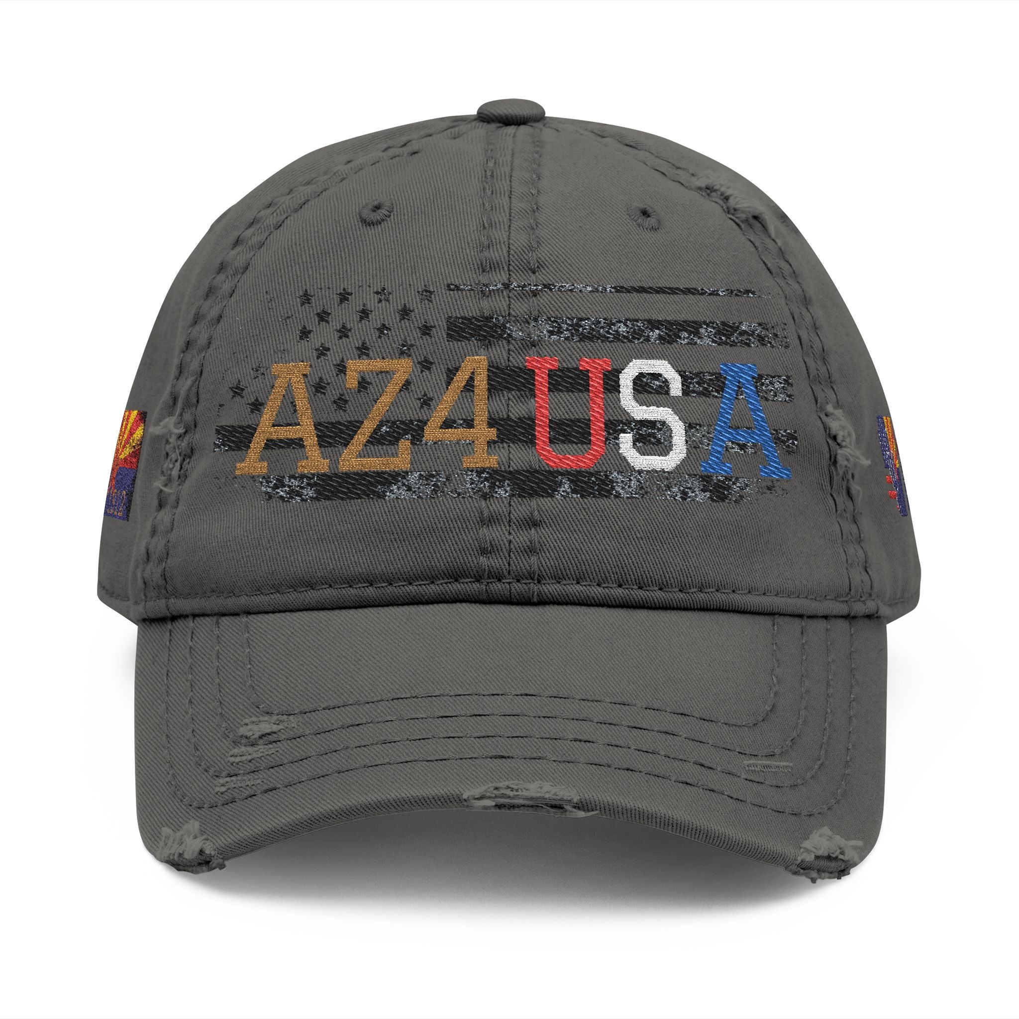 AZ4USA Distressed Dad Hat — Embroidered 'AZ4USA Baseball Cap with Flag