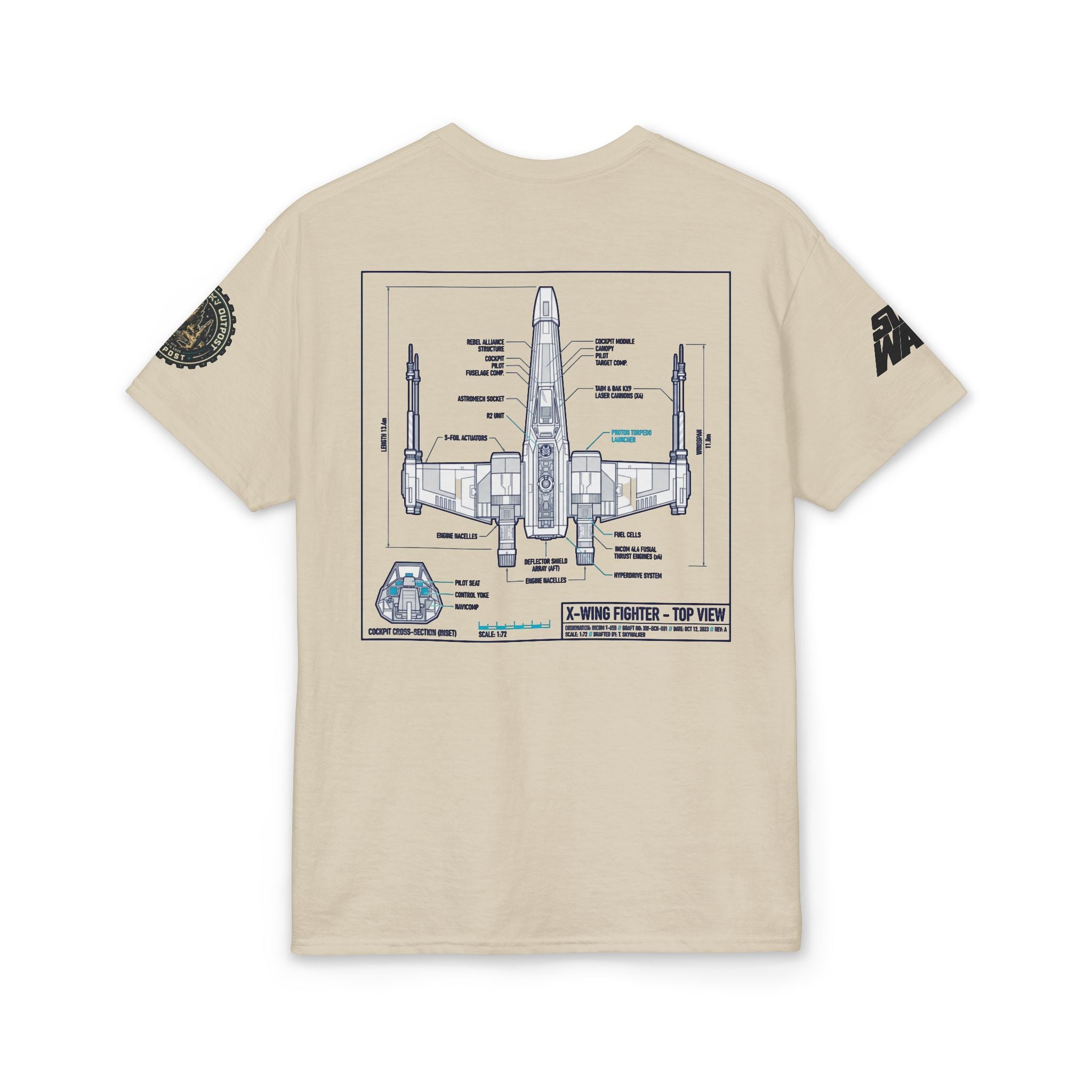 X - Wing Fighter Blueprint T-Shirt — 'Crew' Starship Schematic Tee