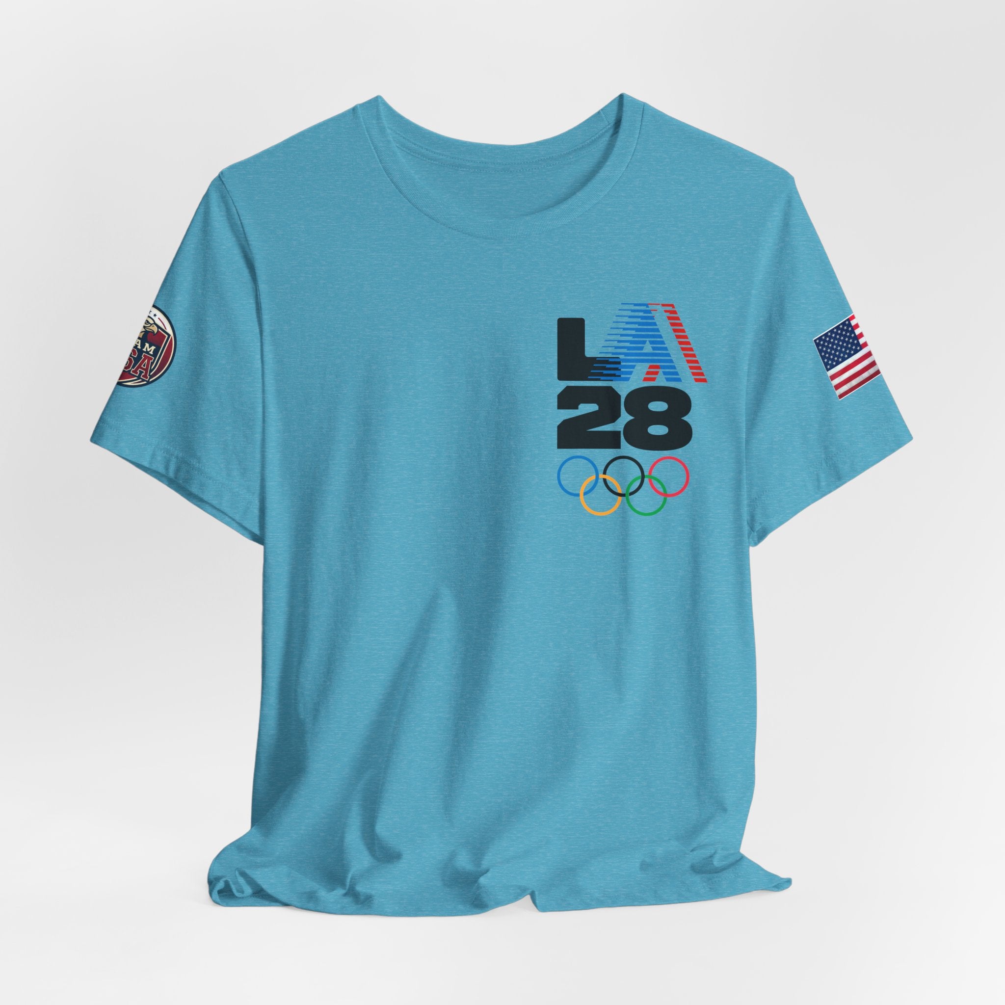 LA 28 Olympic USA T-Shirt — Vintage Olympic Rings Tee