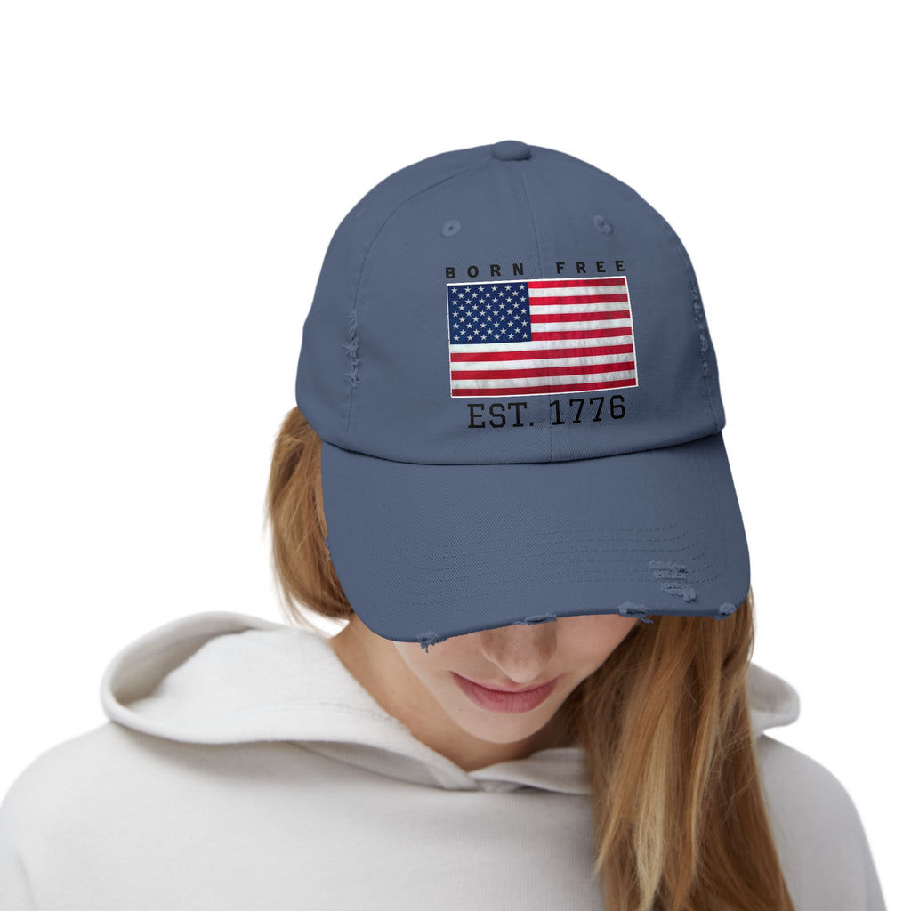 Born Free EST. 1776 Distressed Flag Cap
