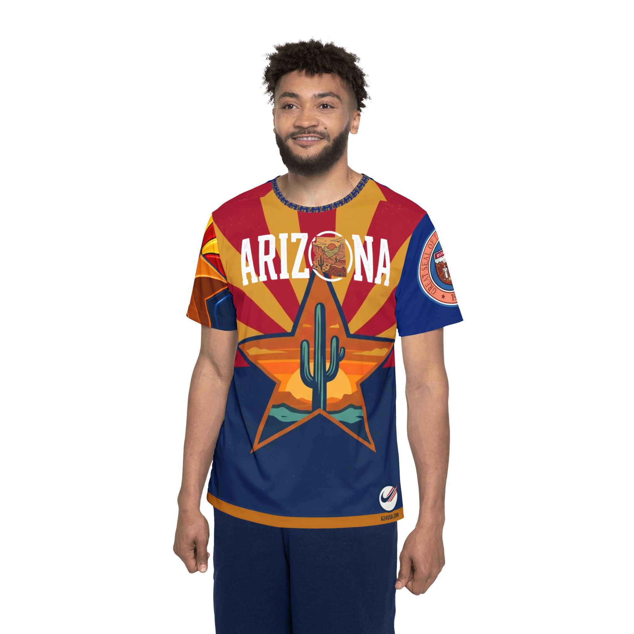 Arizona Cycling Jersey — AZ4USA Men’s Sports Tee with State Flag Design