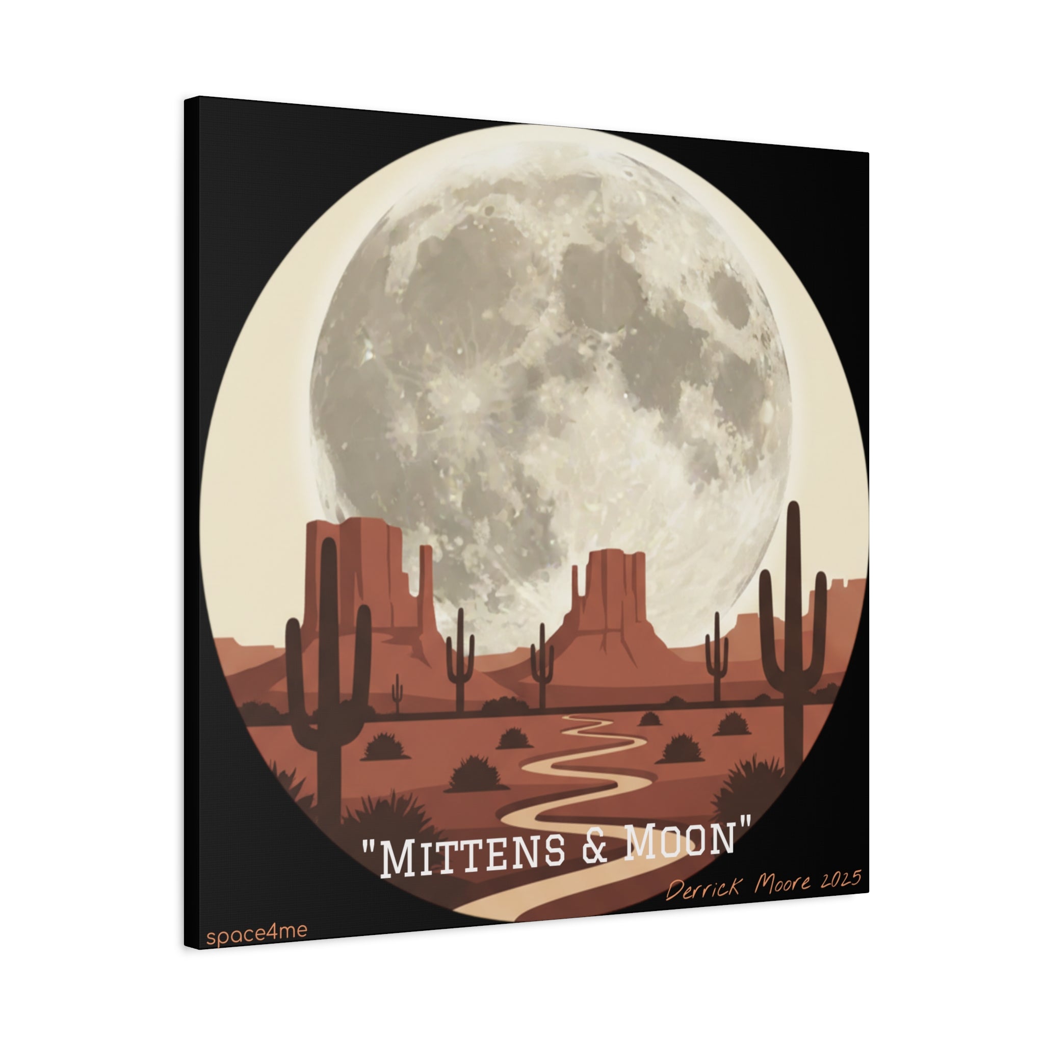 “Mittens & Moon” 2025 Southwestern Wall Decor-- Desert Moon Canvas Art