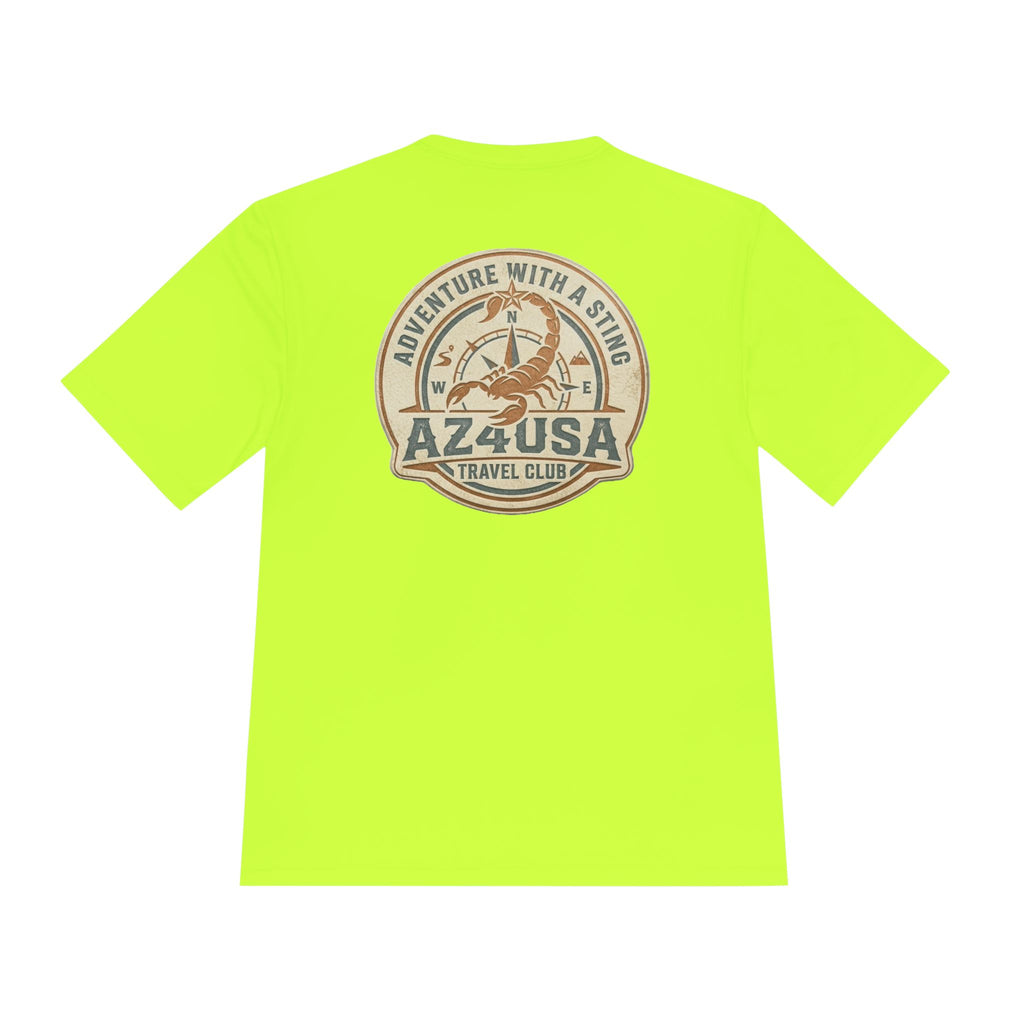 Adventure Travel Tee — “Adventure with a Sting!” Graphic Moisture-Wicking Shirt
