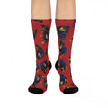 Red Rottweiler Pattern Cushioned Crew Socks — Dog Lover Gift
