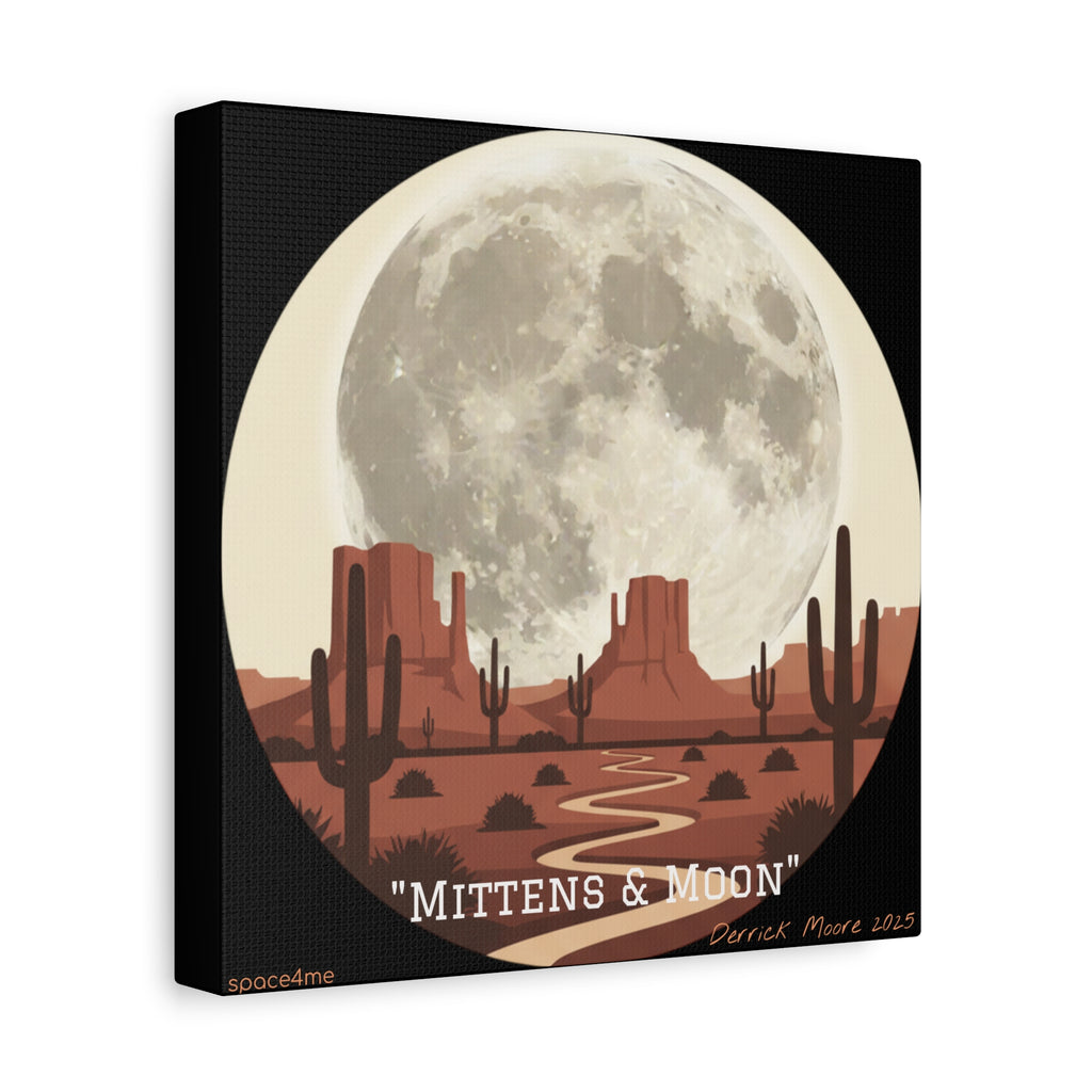“Mittens & Moon” 2025 Southwestern Wall Decor-- Desert Moon Canvas Art