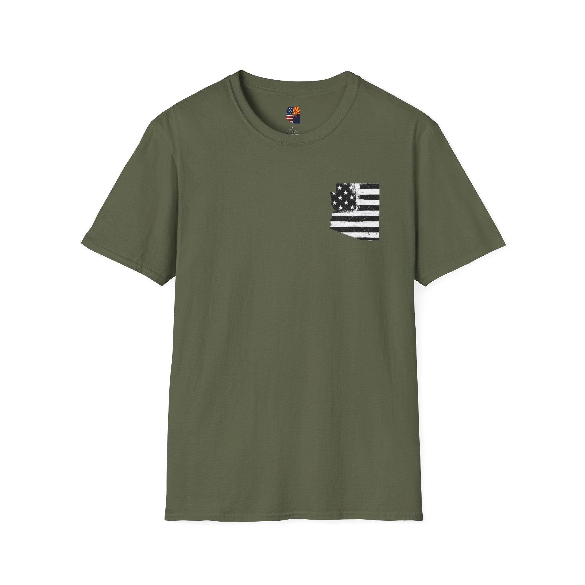 Arizona Flag Pocket Unisex Softstyle T-Shirt, Casual Wear, Summer Style, Gift for Travelers, Fourth of July Tee, Outdoor Adventure Shirt