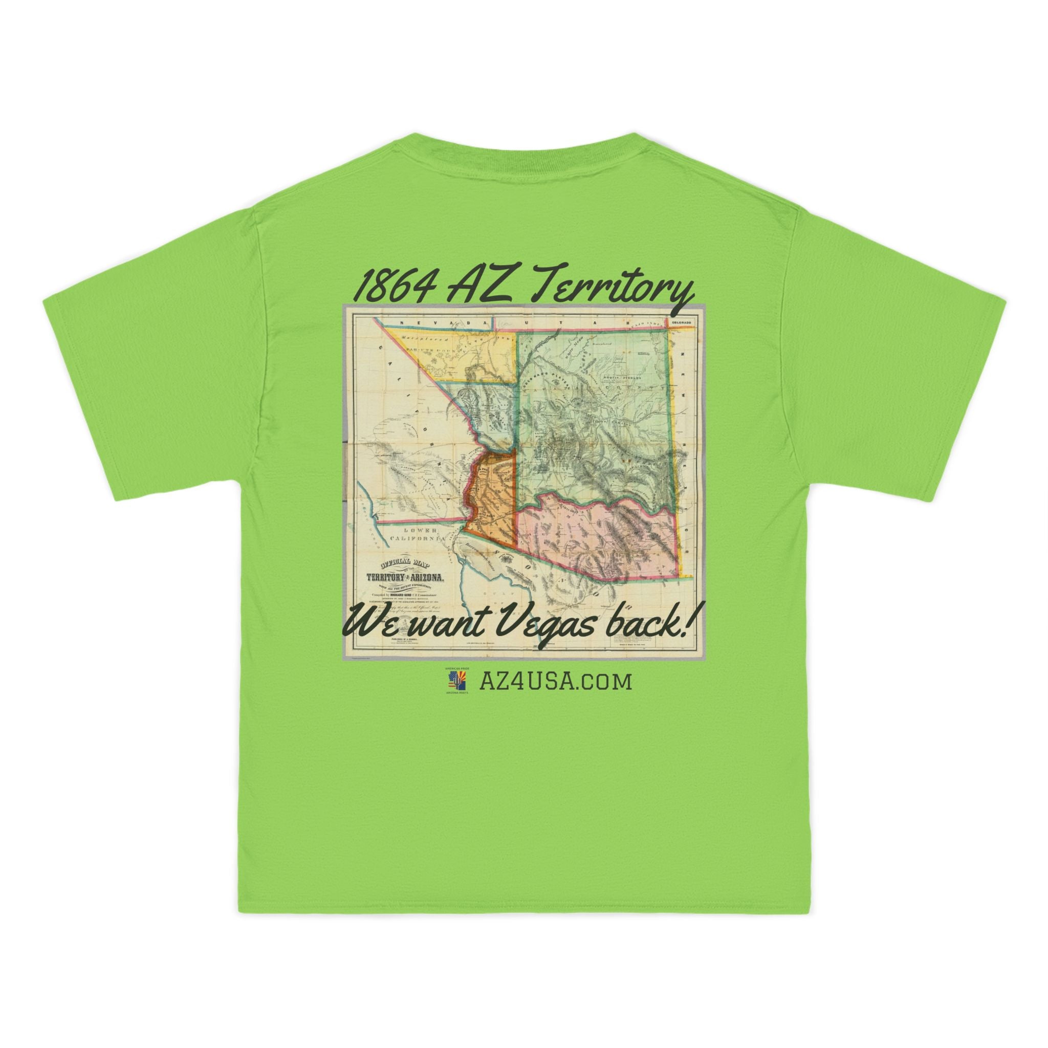 Arizona Territory 1864 T-Shirt — Vintage Map 'We Want Vegas Back' Tee