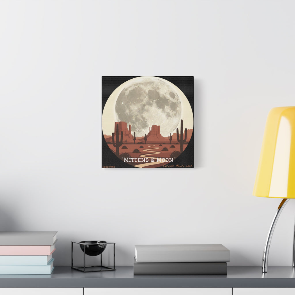 “Mittens & Moon” 2025 Southwestern Wall Decor-- Desert Moon Canvas Art