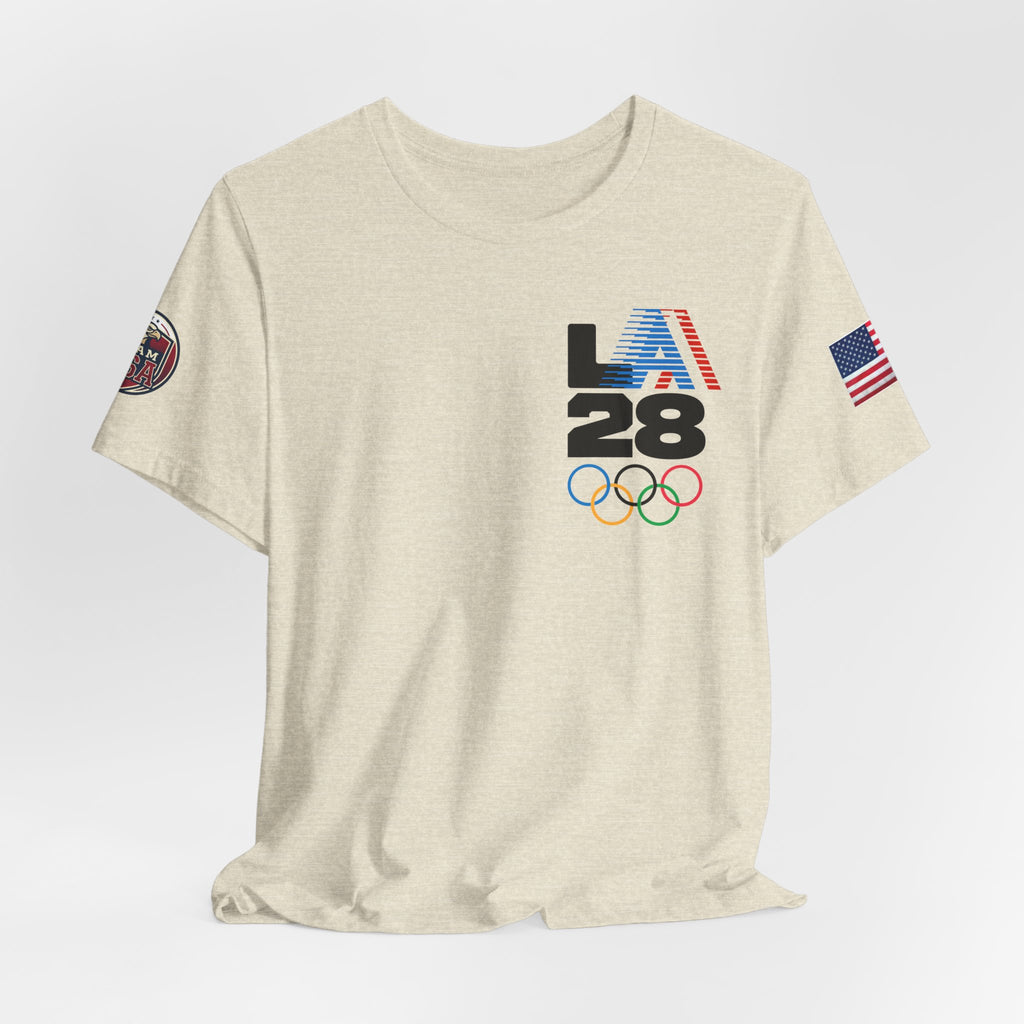 LA 28 Olympic USA T-Shirt — Vintage Olympic Rings Tee