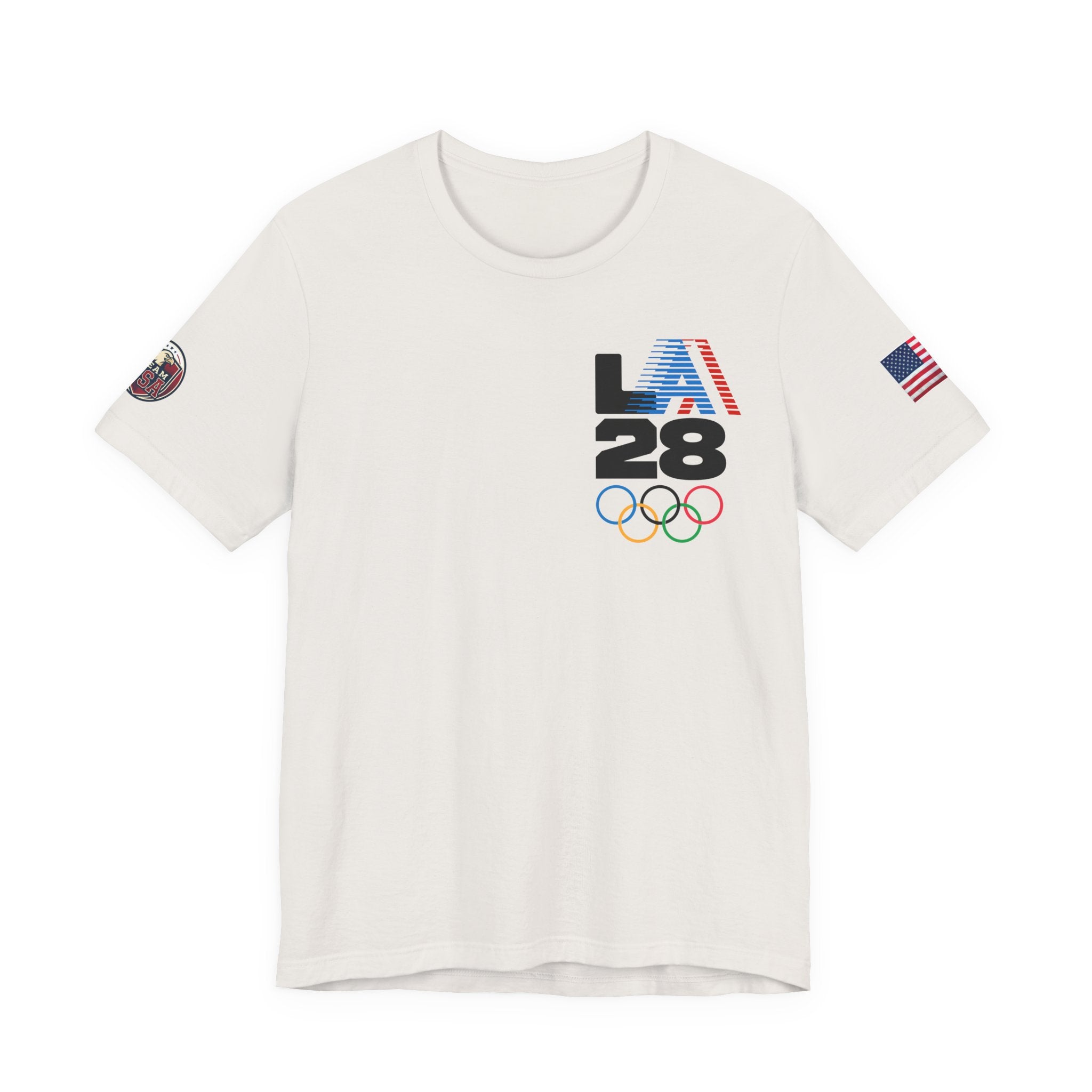 LA 28 Olympic USA T-Shirt — Vintage Olympic Rings Tee