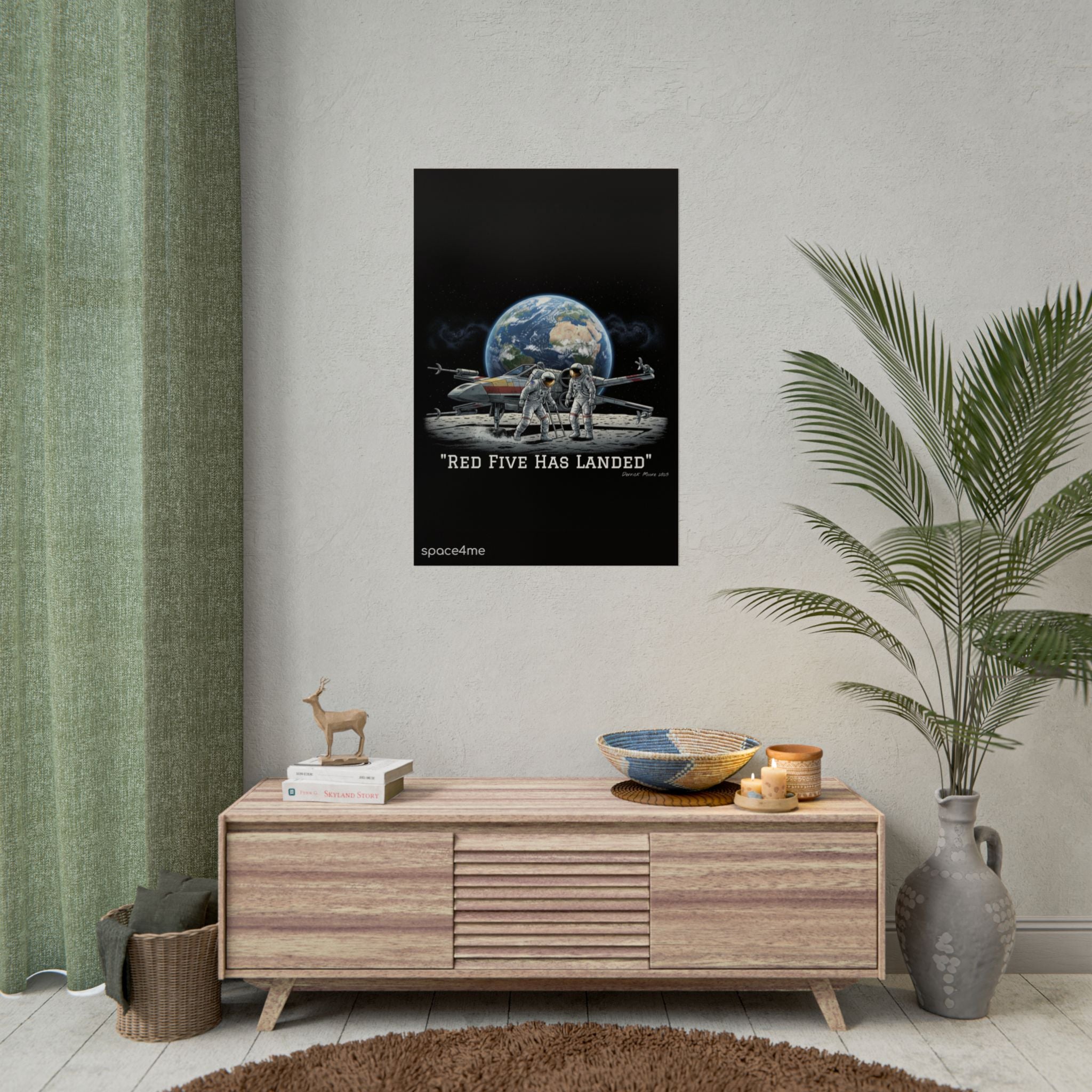 "Red Five Has Landed" Spacecraft Astronaut Art Print --Rolled Poster