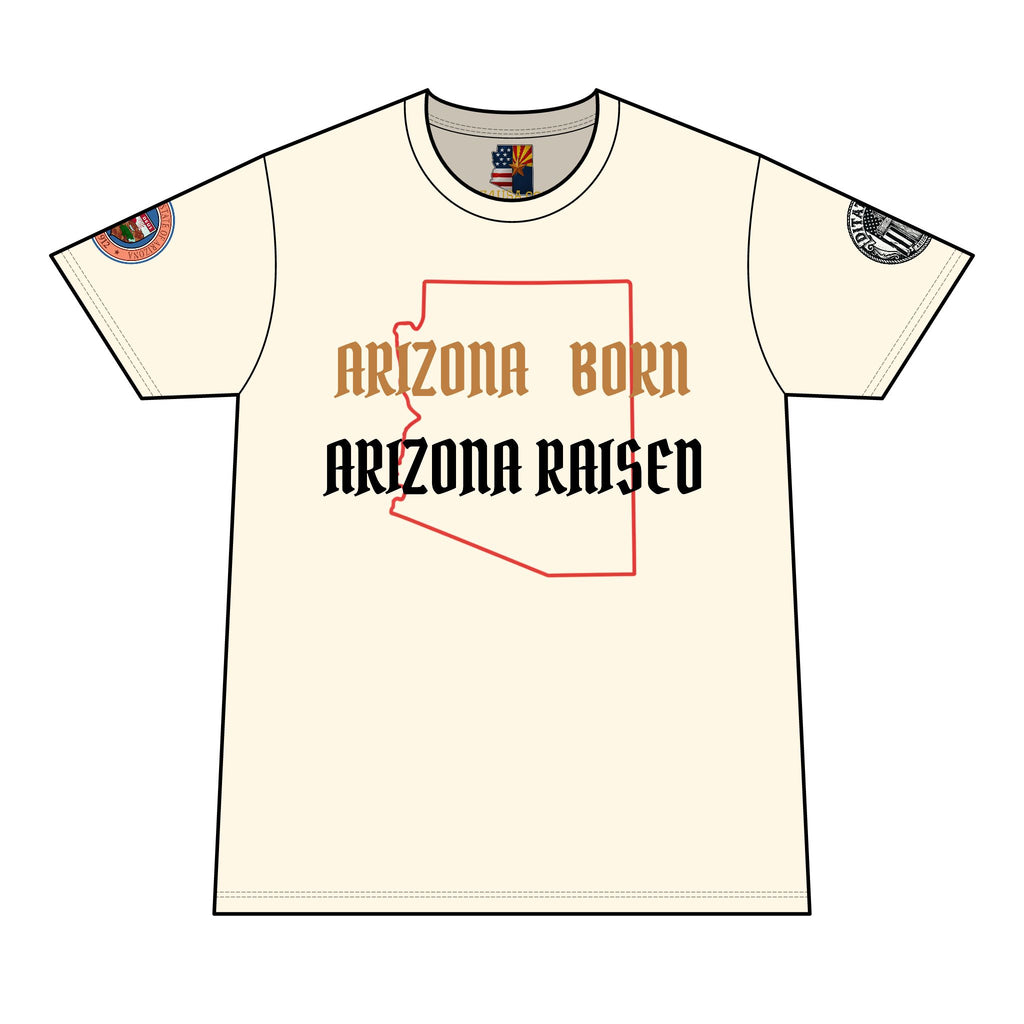 Arizona Born Arizona Raised T-Shirt — AZ Flag "Vitat Deus" Design