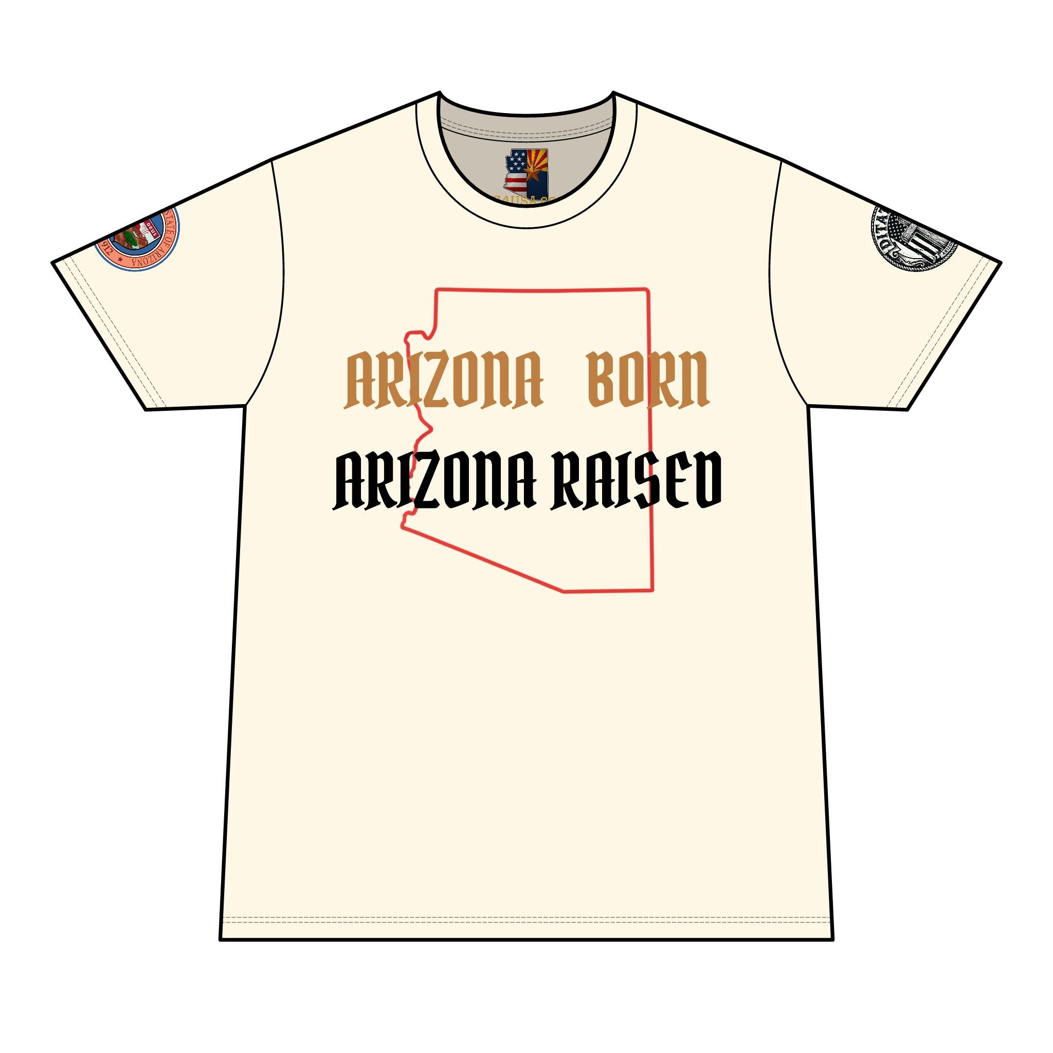 Arizona Born Arizona Raised T-Shirt — AZ Flag "Vitat Deus" Design