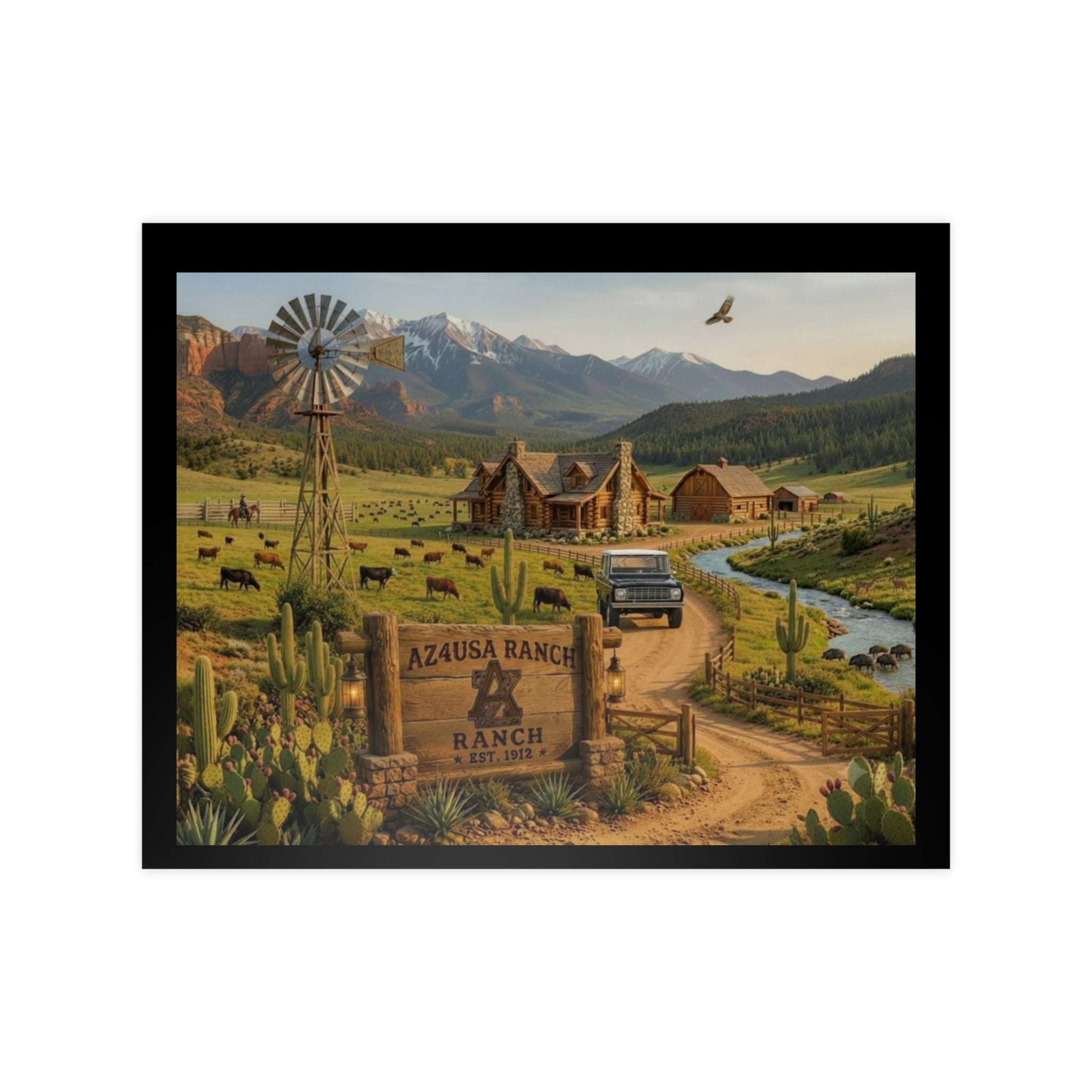 Azusa Ranch Photopaper Poster — Rustic Western Landscape Wall Art