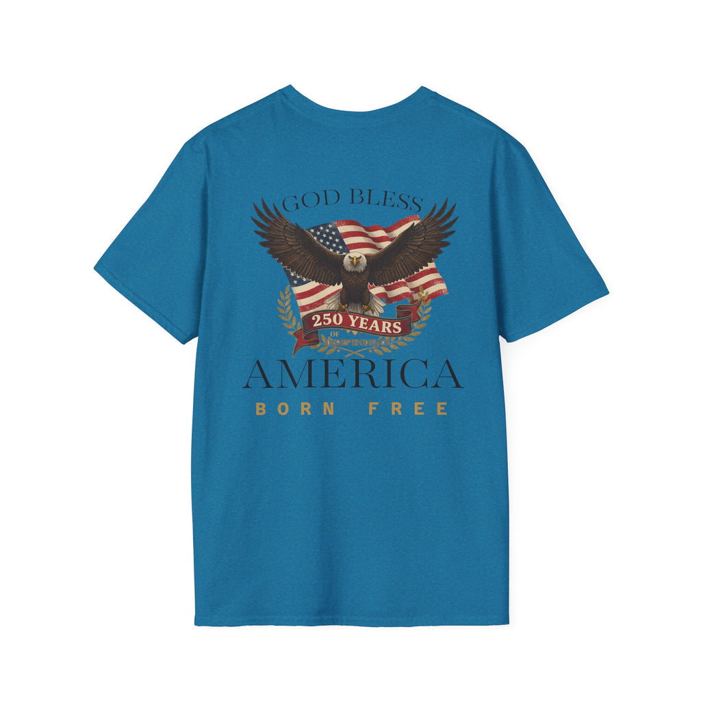 Patriotic Eagle 250 YEARS T-Shirt — "God Bless America" Born Free USA Tee