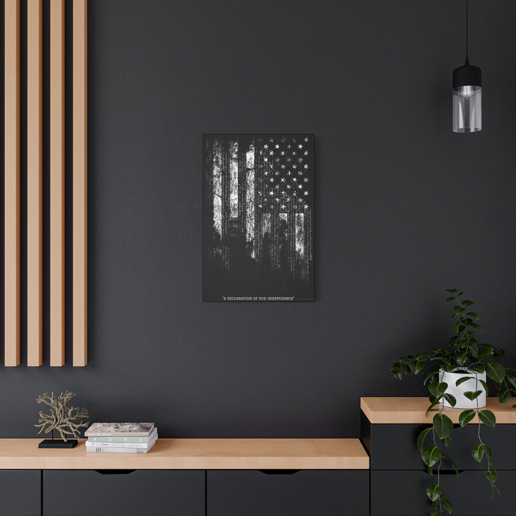"A Declaration of Our Independence" Matte Canvas Print - Distressed American Flag