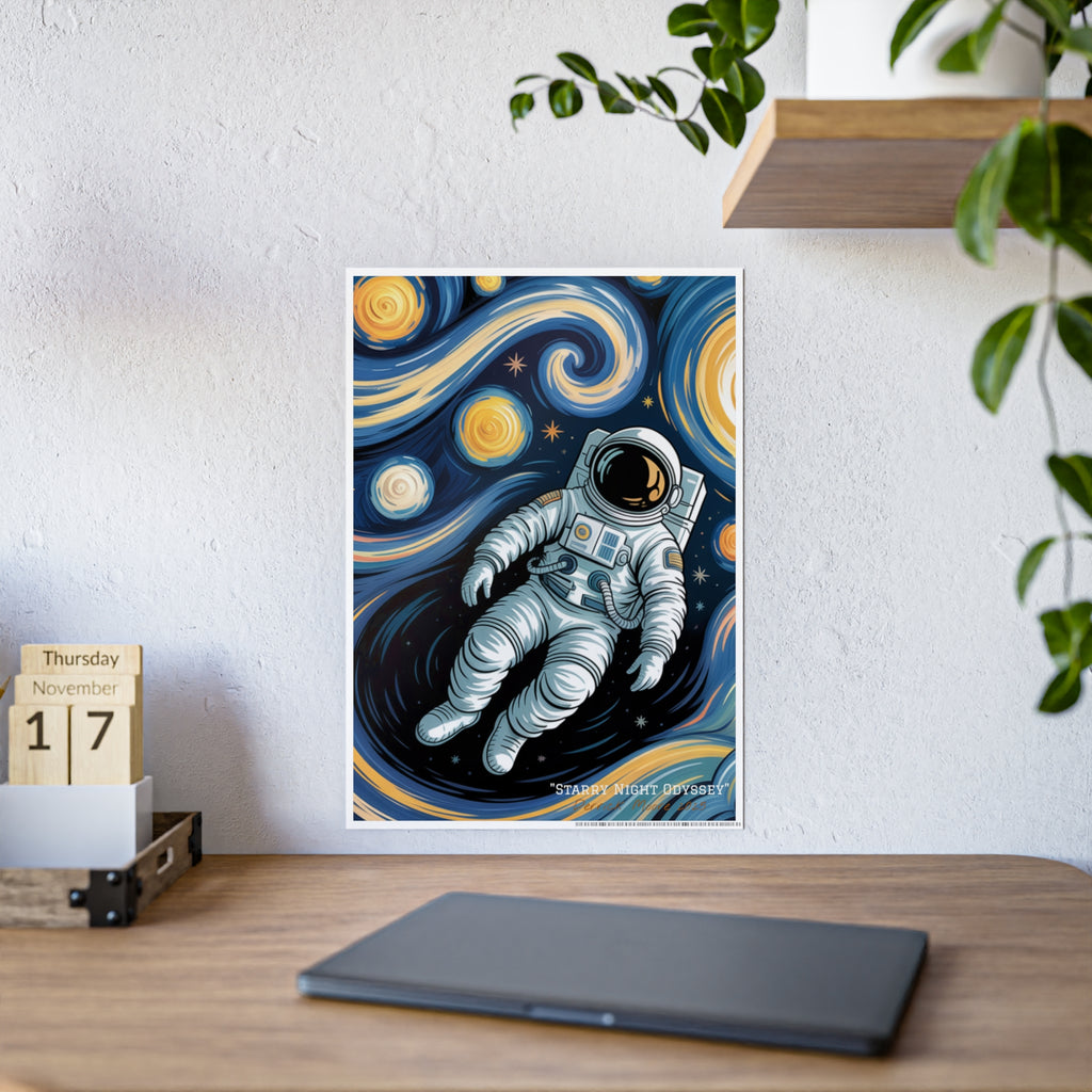 " Starry Night Odyssey" 2025— Glossy Wall Art Print (Astronaut Space Poster)