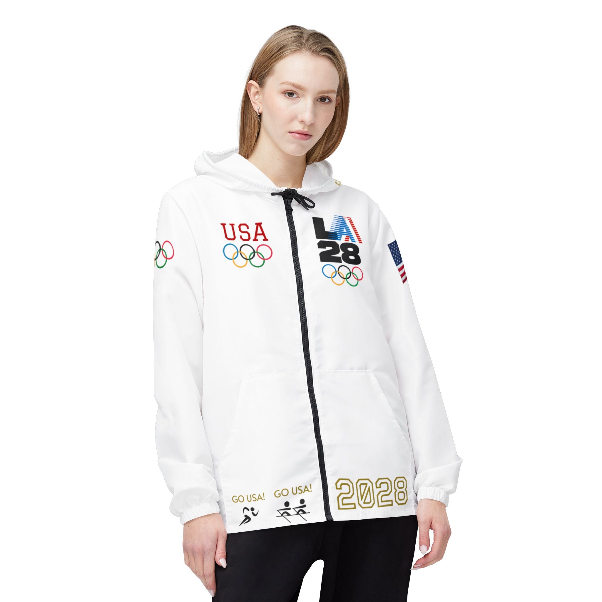 USA 2028 Olympic Windbreaker Jacket – LA28 USA Flag Hoodie