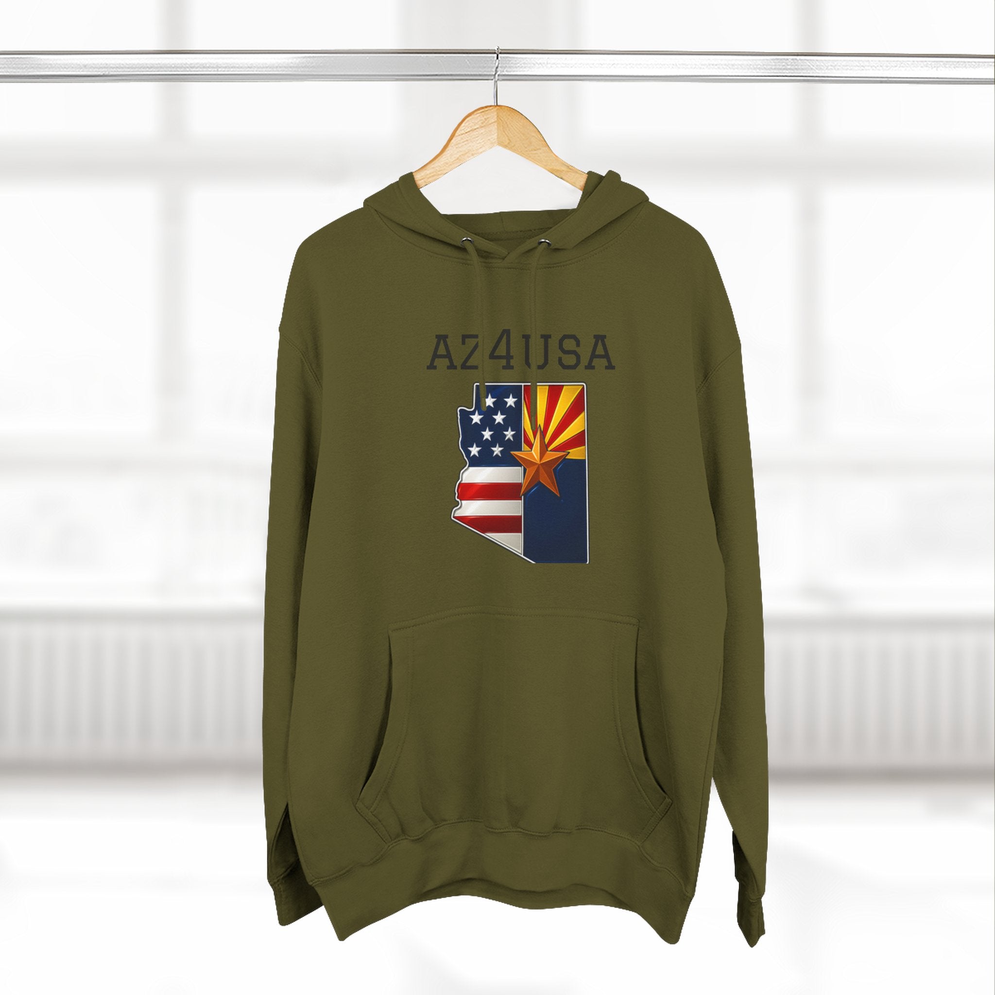 Arizona Pride Fleece Hoodie, Cozy Sweatshirt, Travel Gift, Patriot Apparel, American Southwest Style